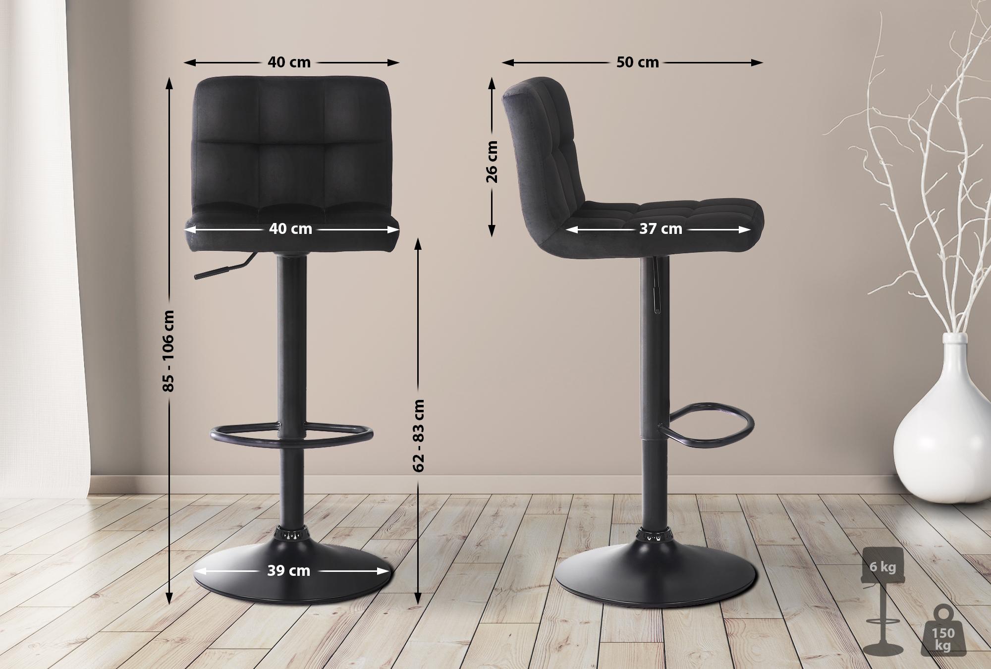 Lot de 4 tabourets de bar Feni velours