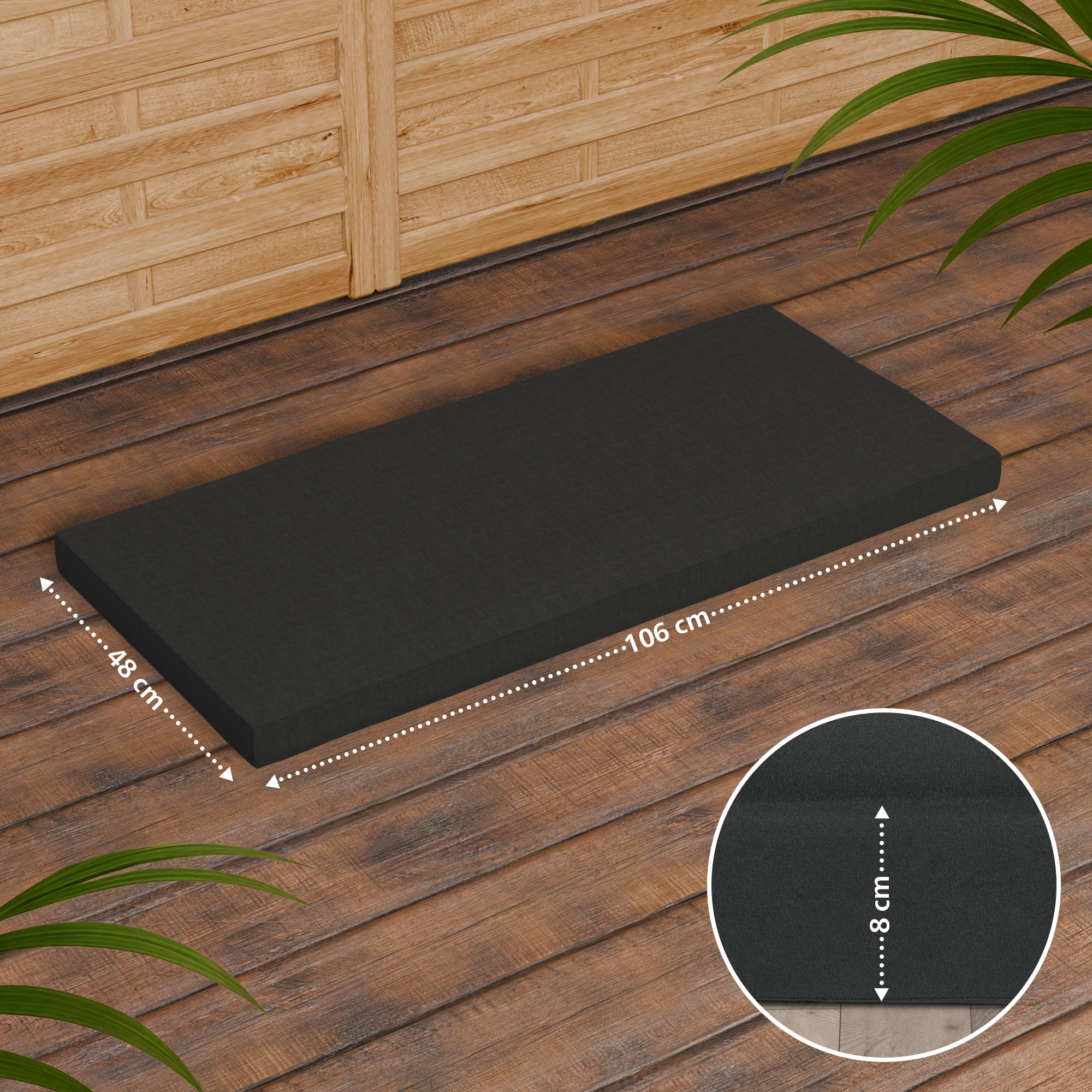 Banc de jardin en teck Daxon avec coussin d'assise