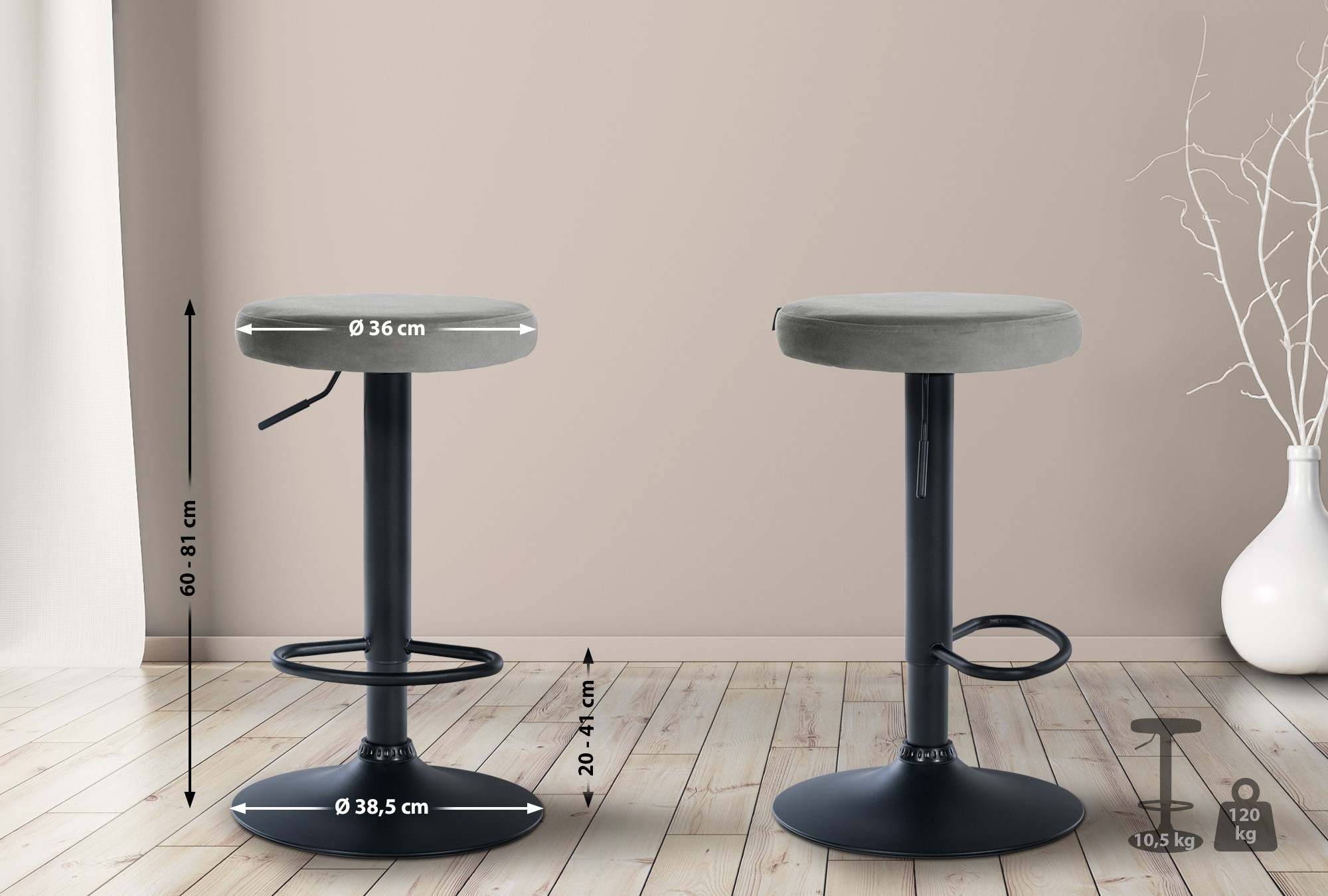 Tabouret de bar Ponte revêtement velours