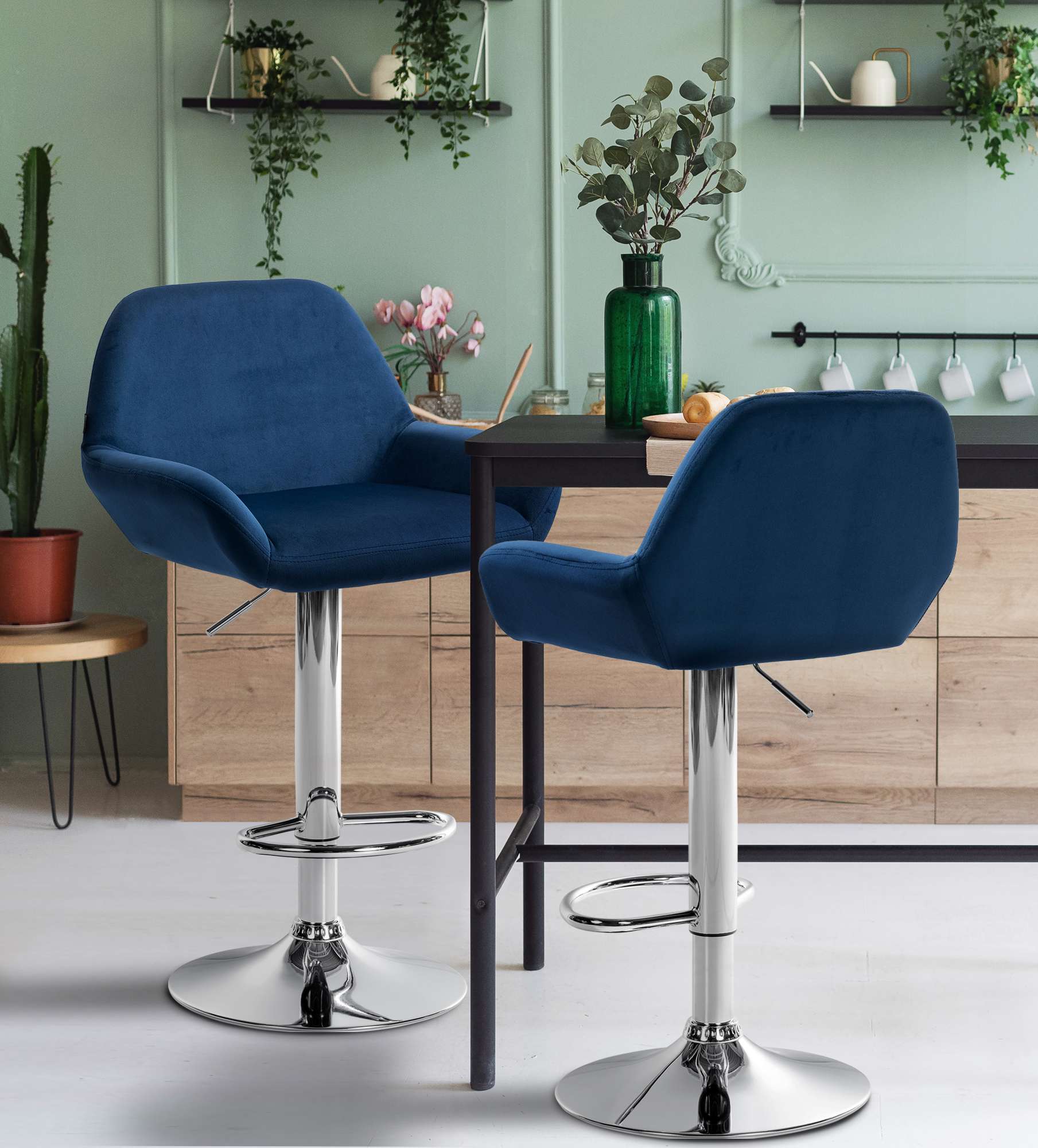 Ensemble de 2 tabourets de bar Braga en velours