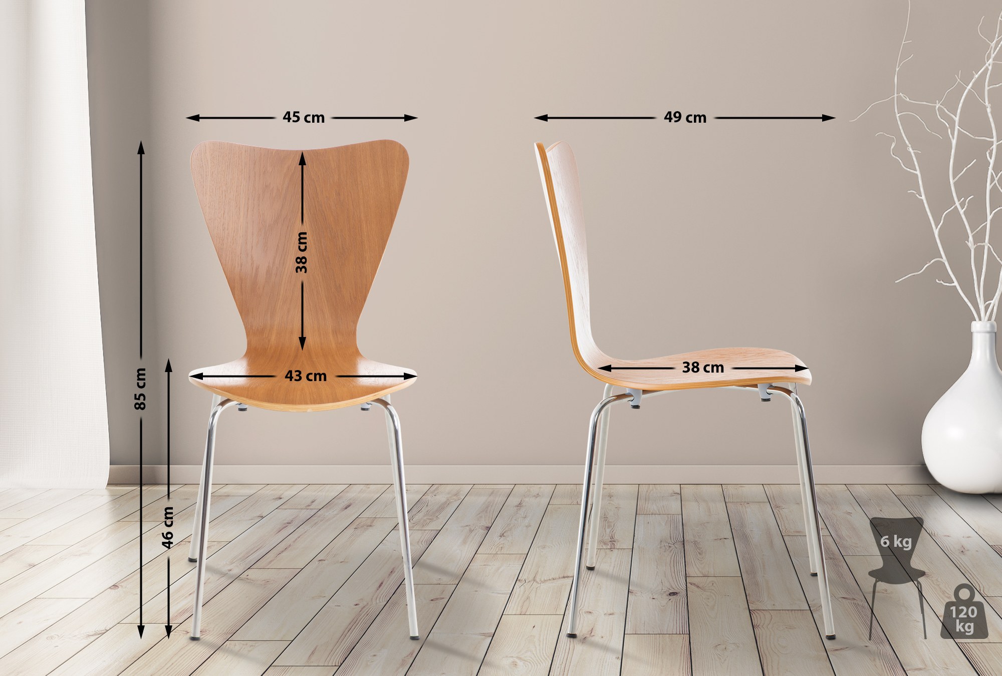 Lot de 16 chaises visiteur empilables Calisto
