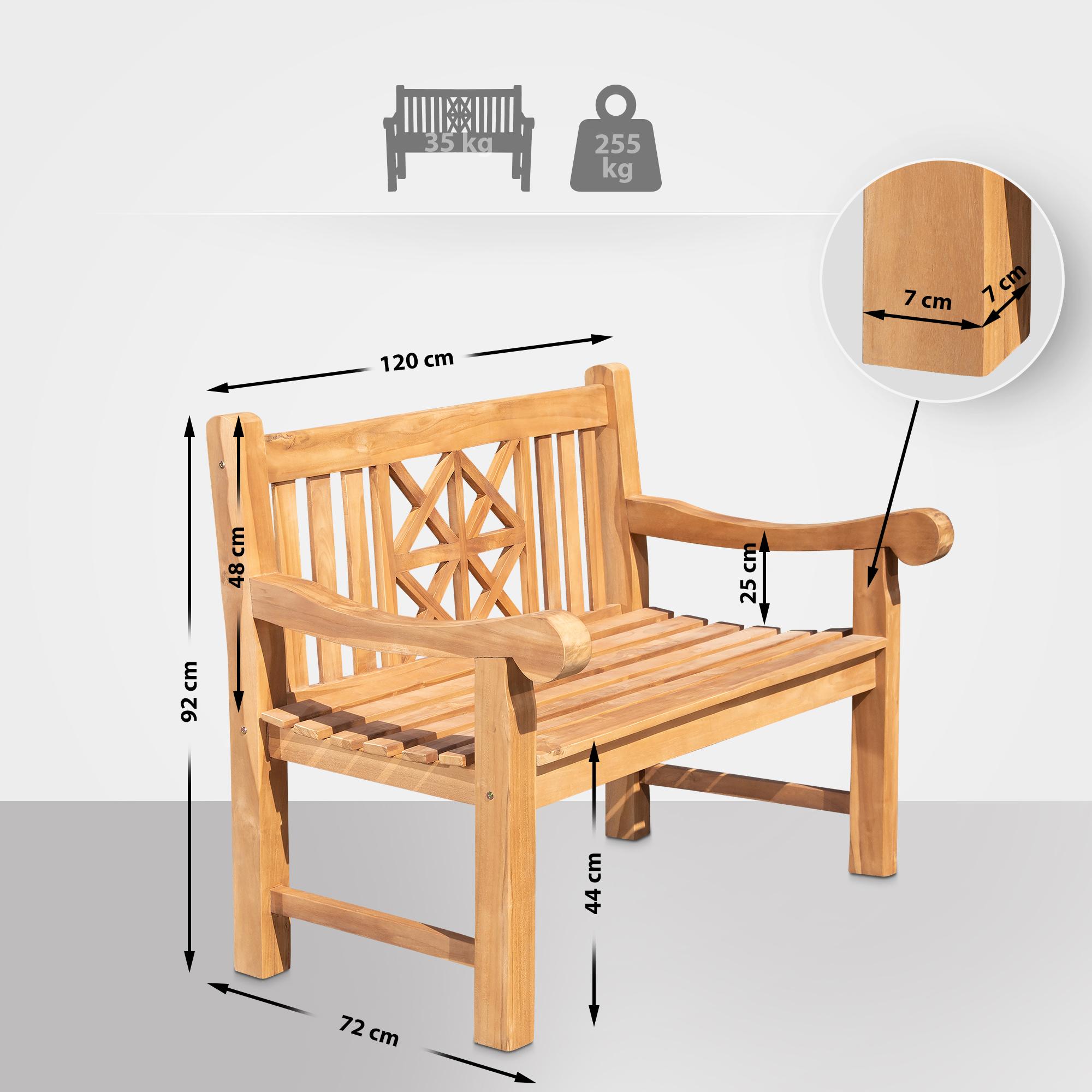 Banc de jardin en bois de teck Florida