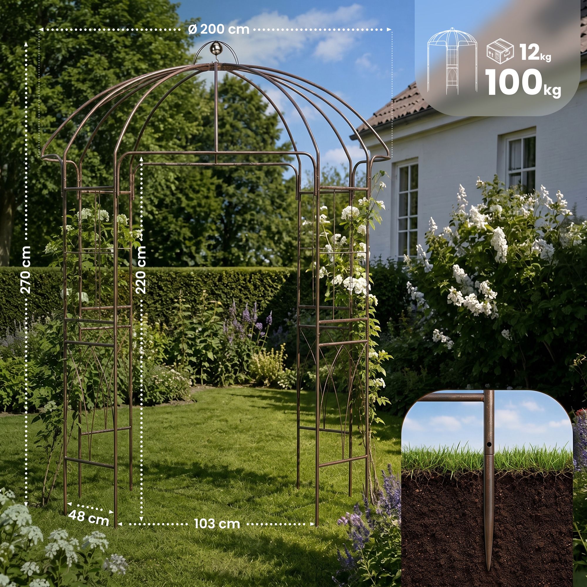 Pavillon de jardin Keira avec treillis