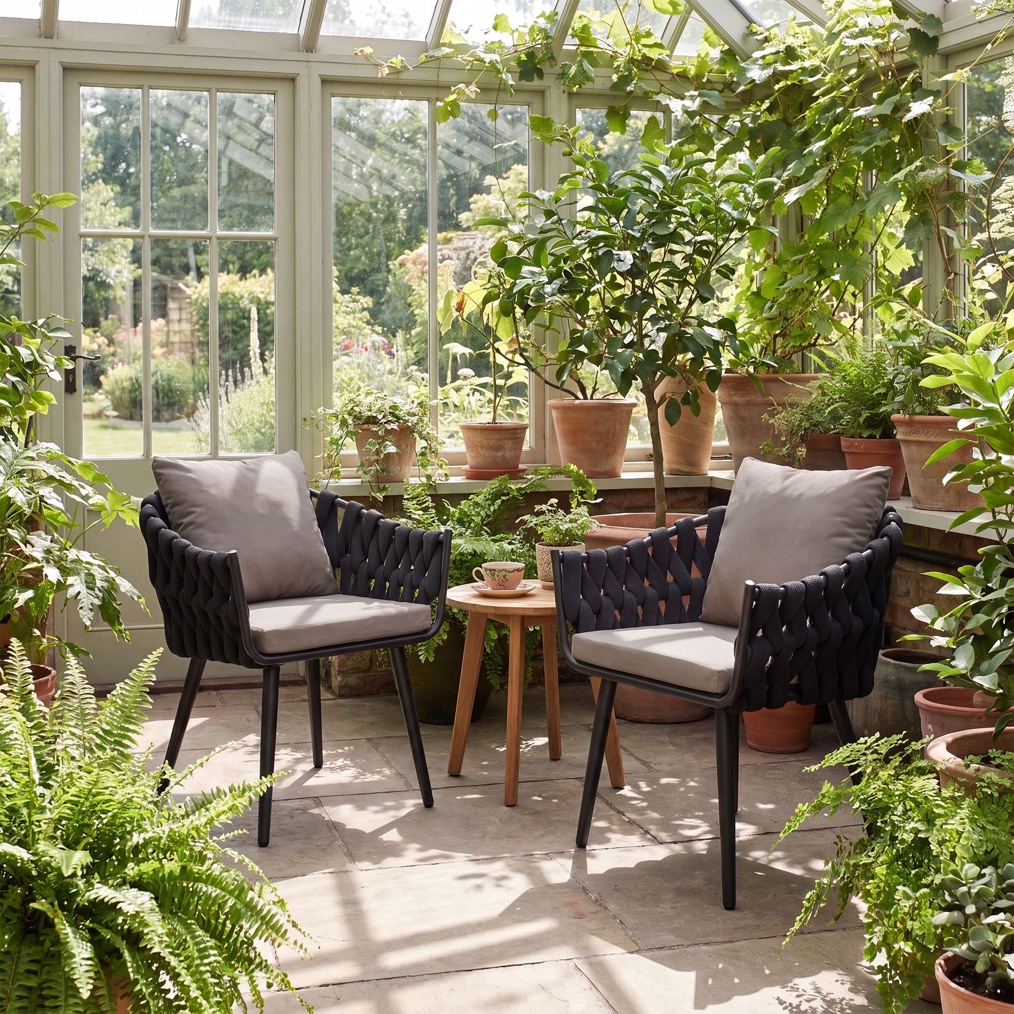 Fauteuil de jardin Naxos anthracite avec coussin d assise