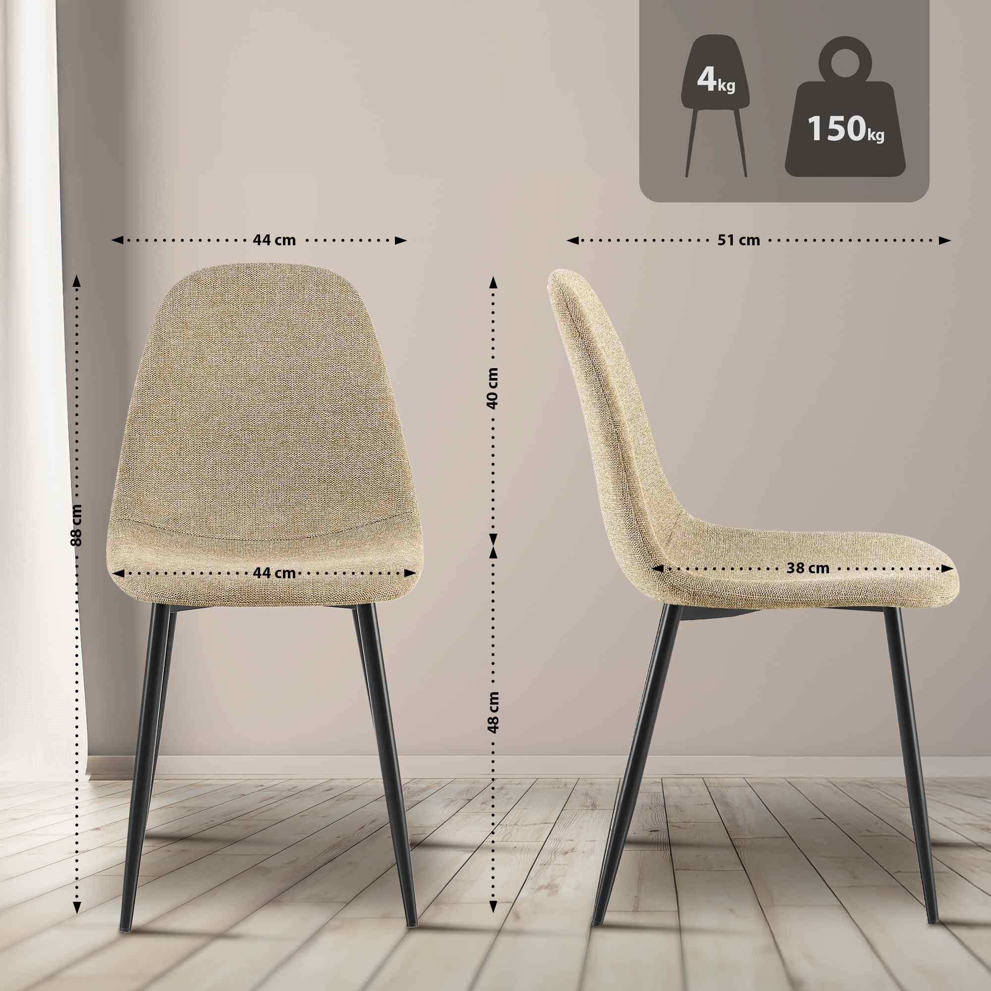 Set de 4 chaises de salle à manger Napier