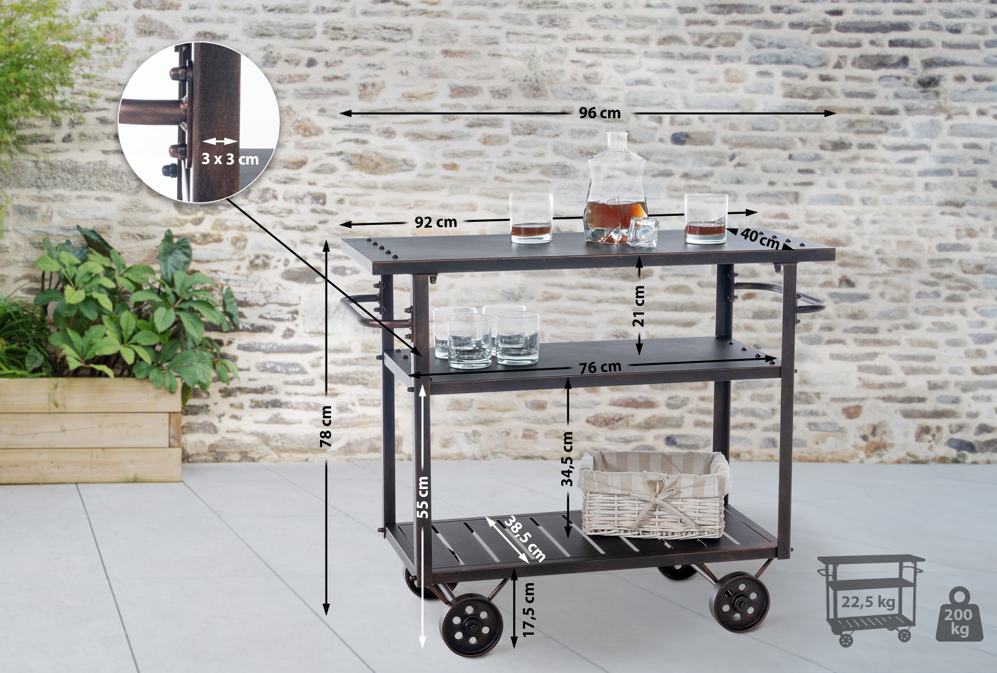 Chariot de service Spring dans le style industriel