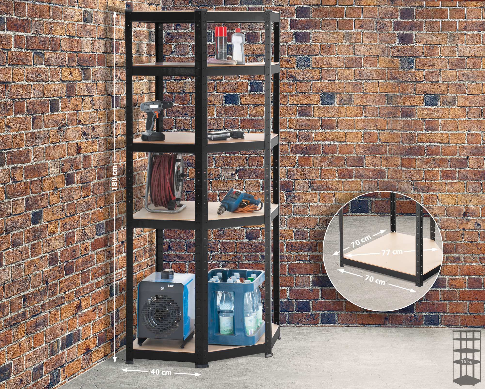 Etagère d'angle Flint avec 5 surfaces de rangement