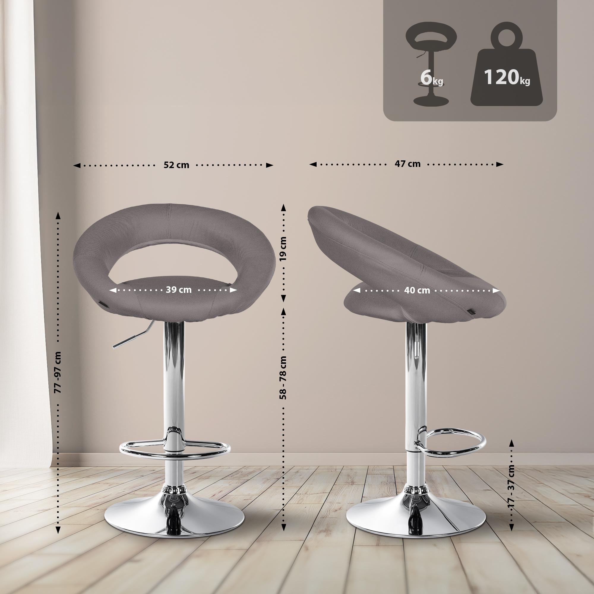 Lot de 2 tabourets de bar Olinda tissu