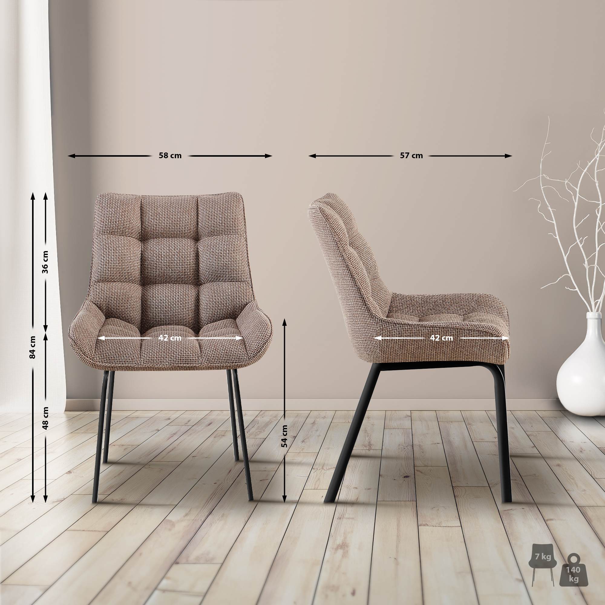 Lot de 2 chaises de salle à manger Saranda
