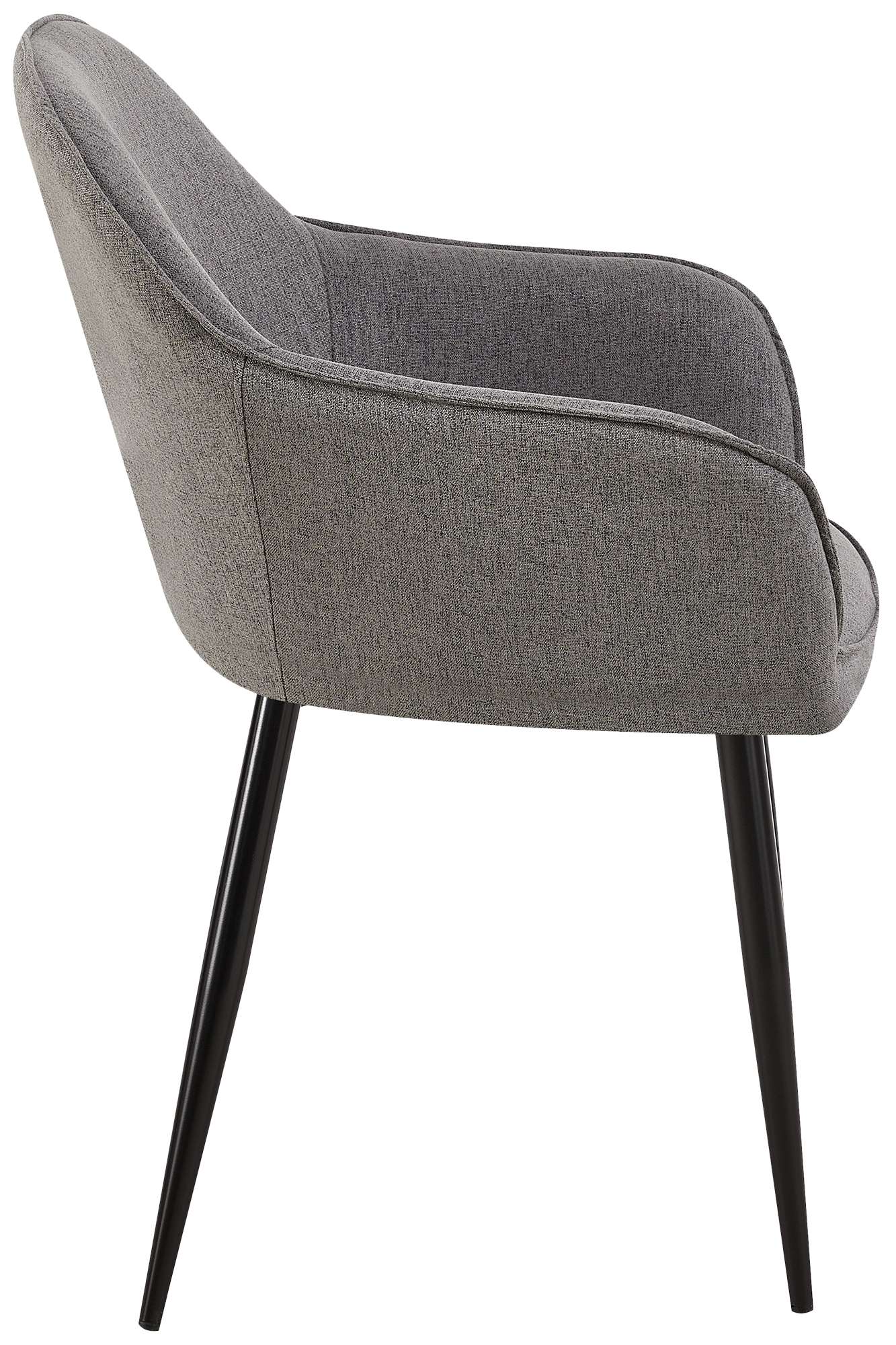 Lot de 2 Chaises de salle à manger Boise en Tissu avec Piètement en Métal noir