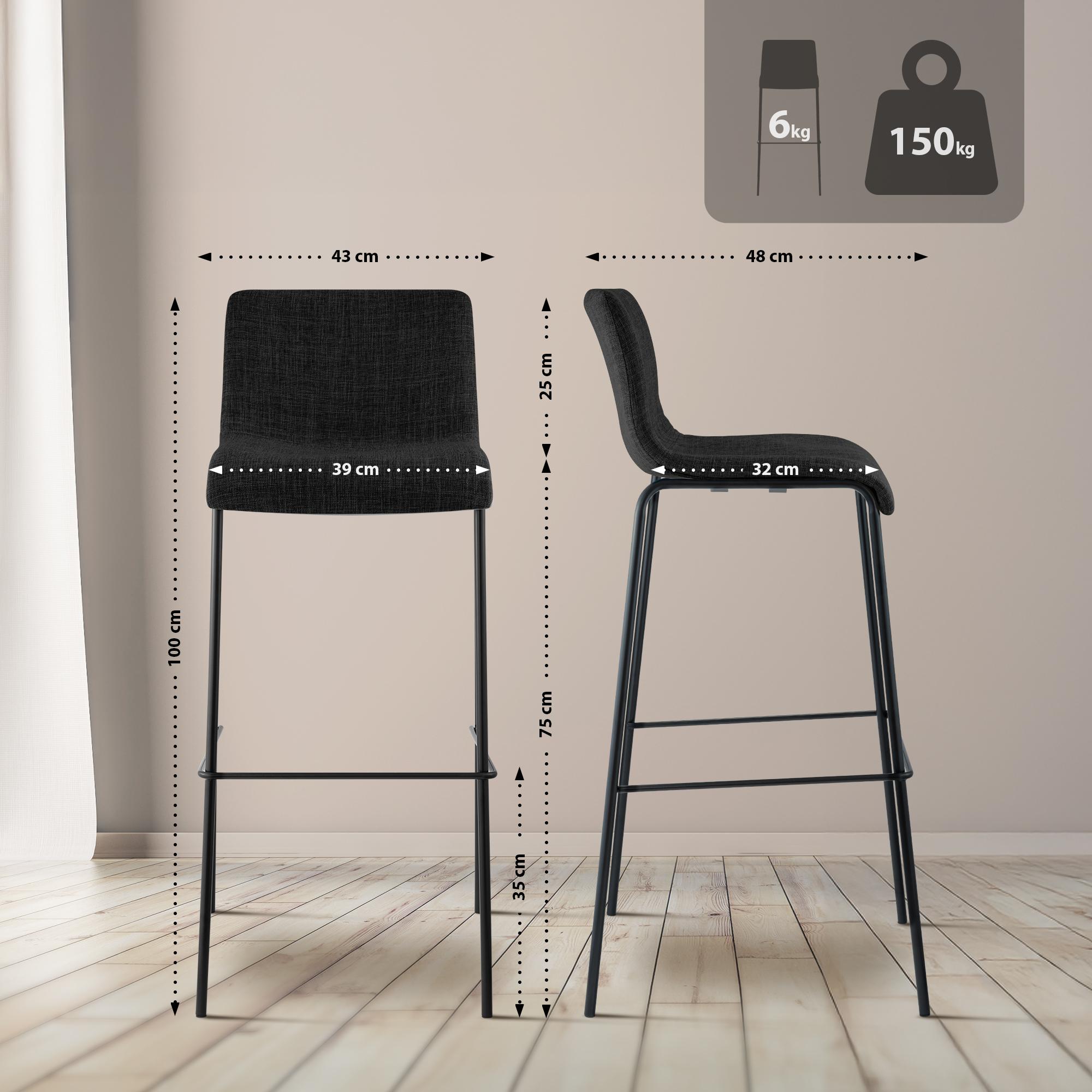 Tabouret de bar Hover en tissu avec pied a 4 branches