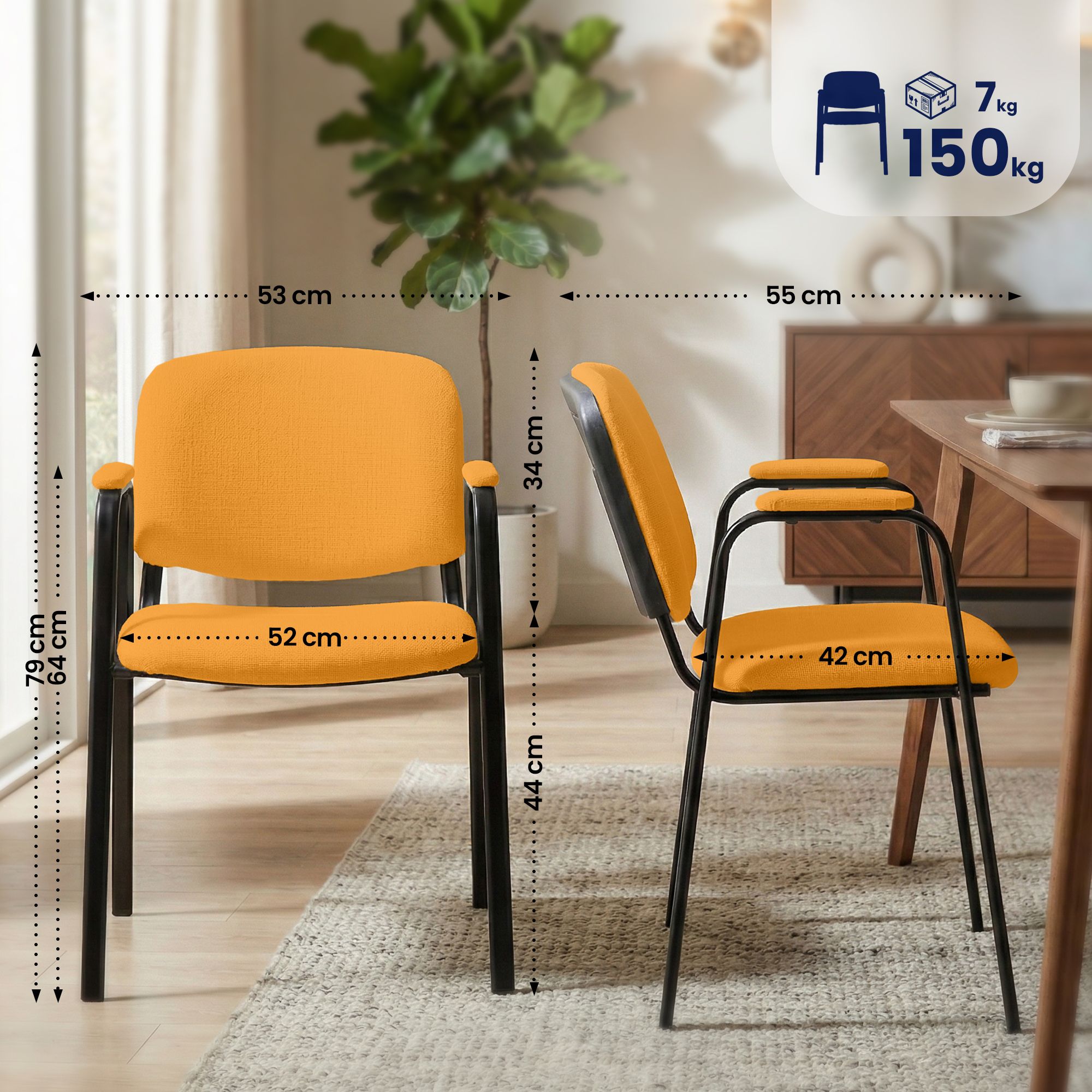Lot de 4 Chaises Empilables Ken Pro en Tissu