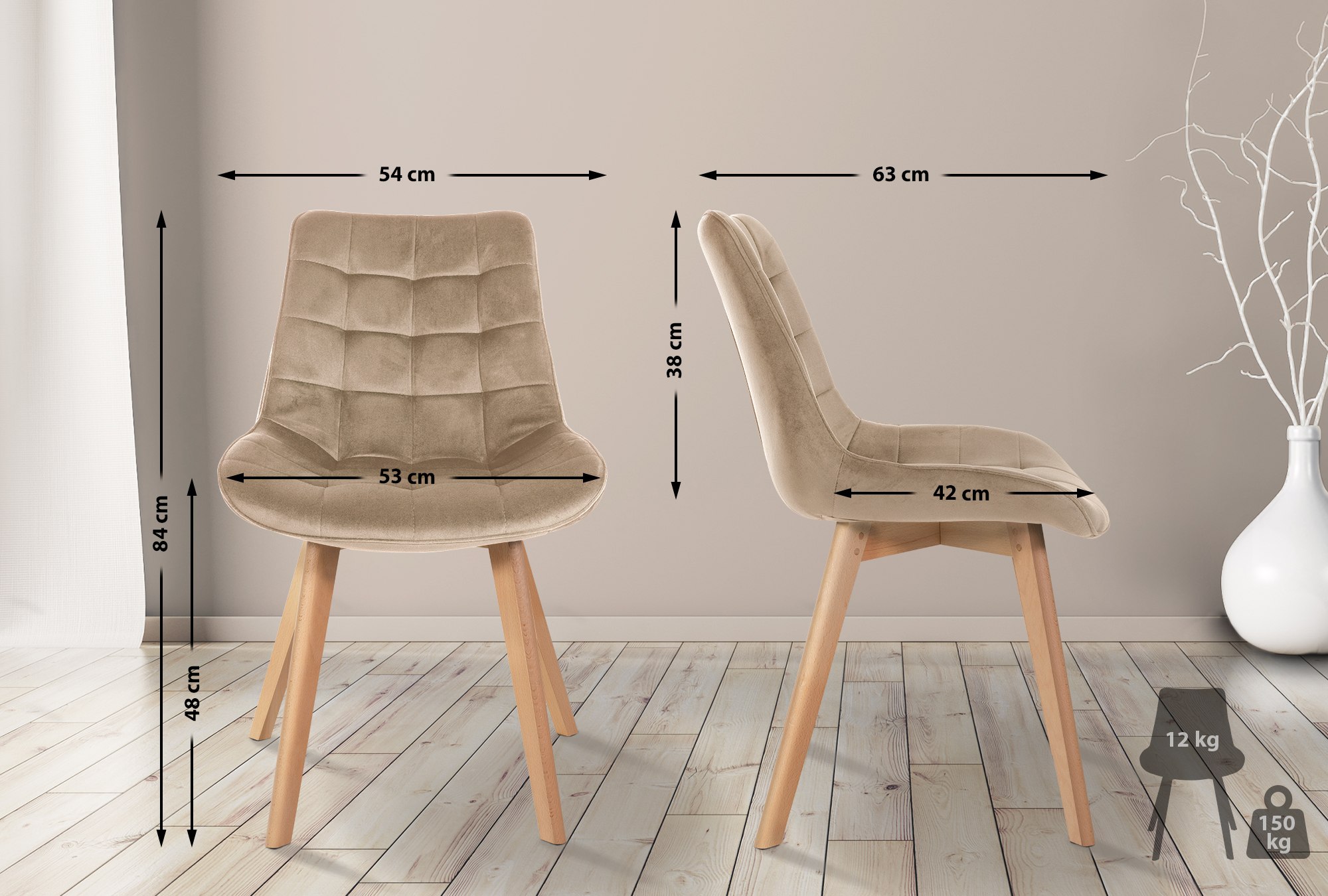 Lot de 2 chaises Brook velours