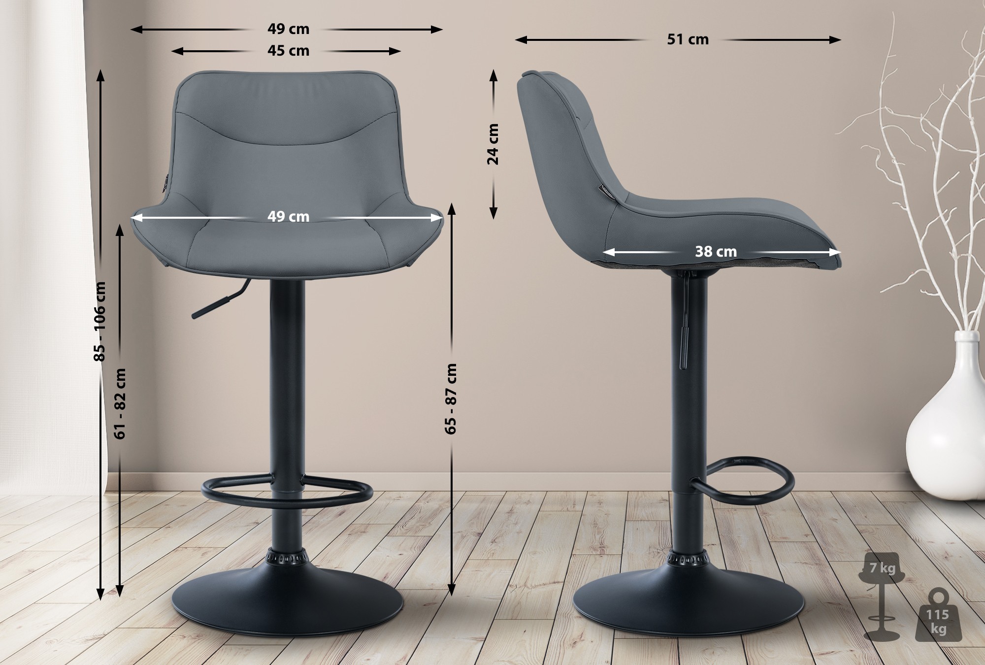 Tabouret de bar Vonore similicuir