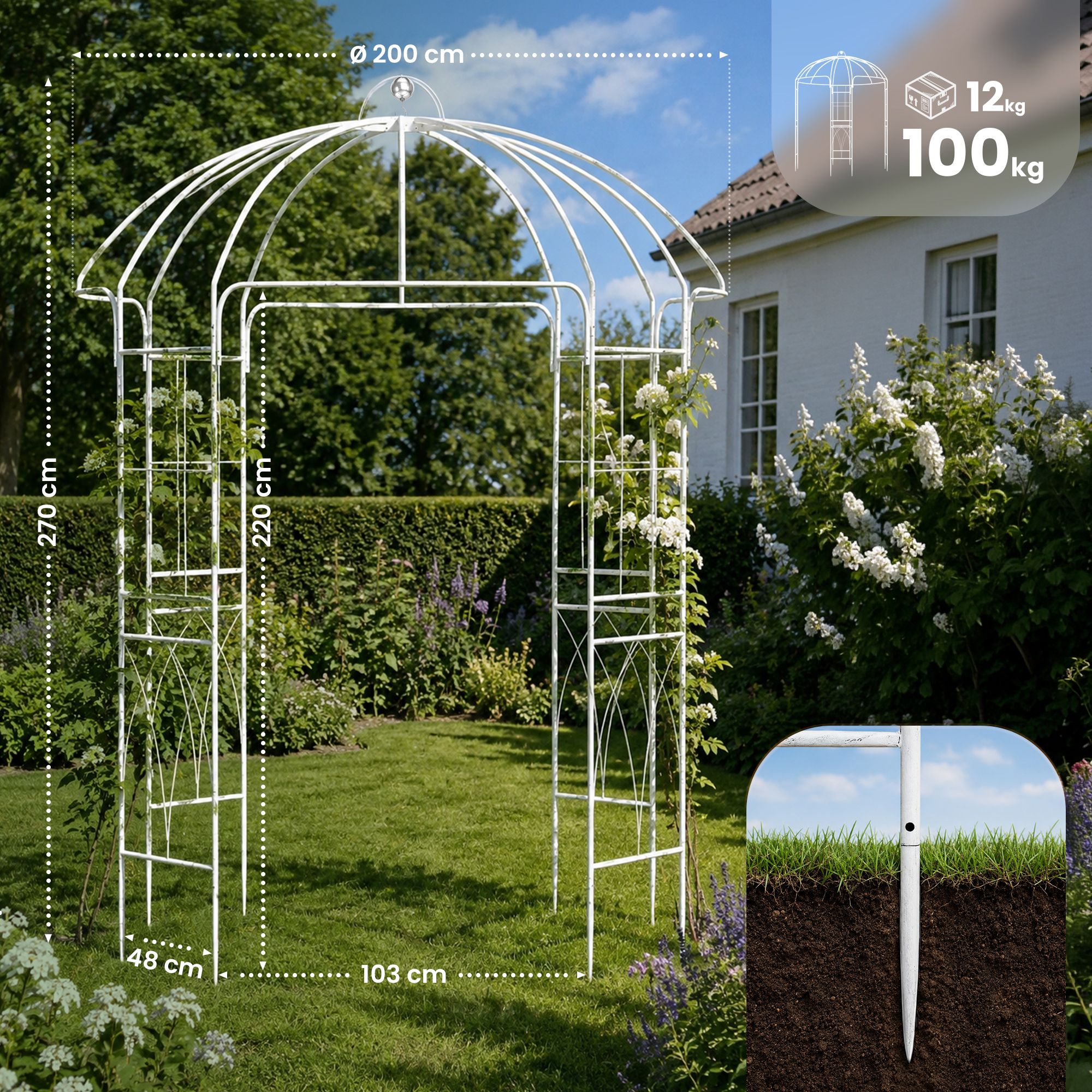 Pavillon de jardin Keira avec treillis