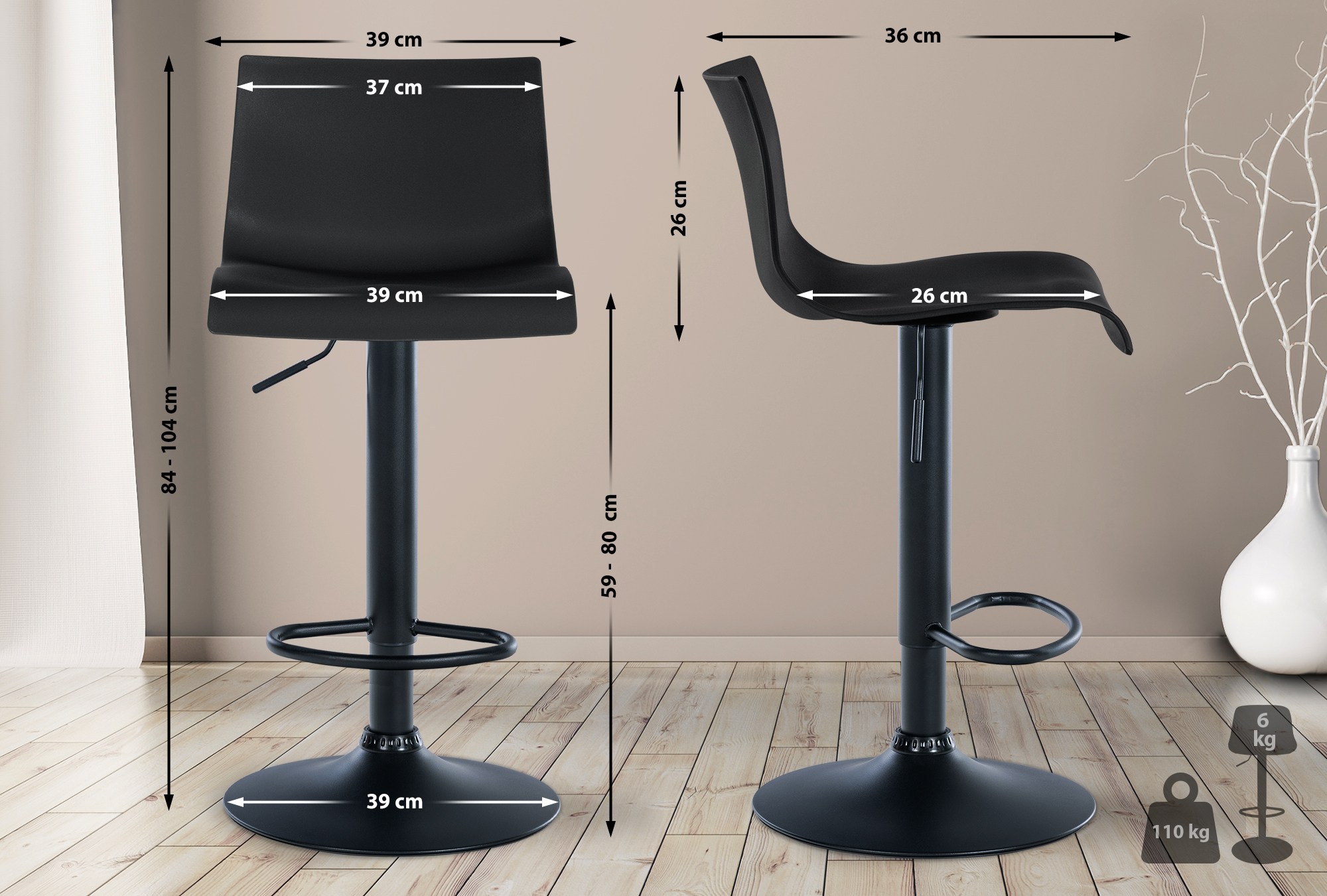 Lot de 2 tabourets de bar Branford