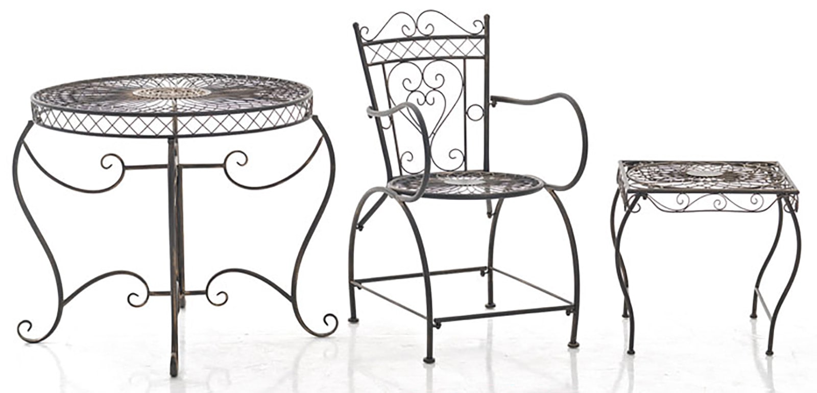 Lot de 2 Chaises de jardin Sheela en fer avec accoudoirs et repose-pieds