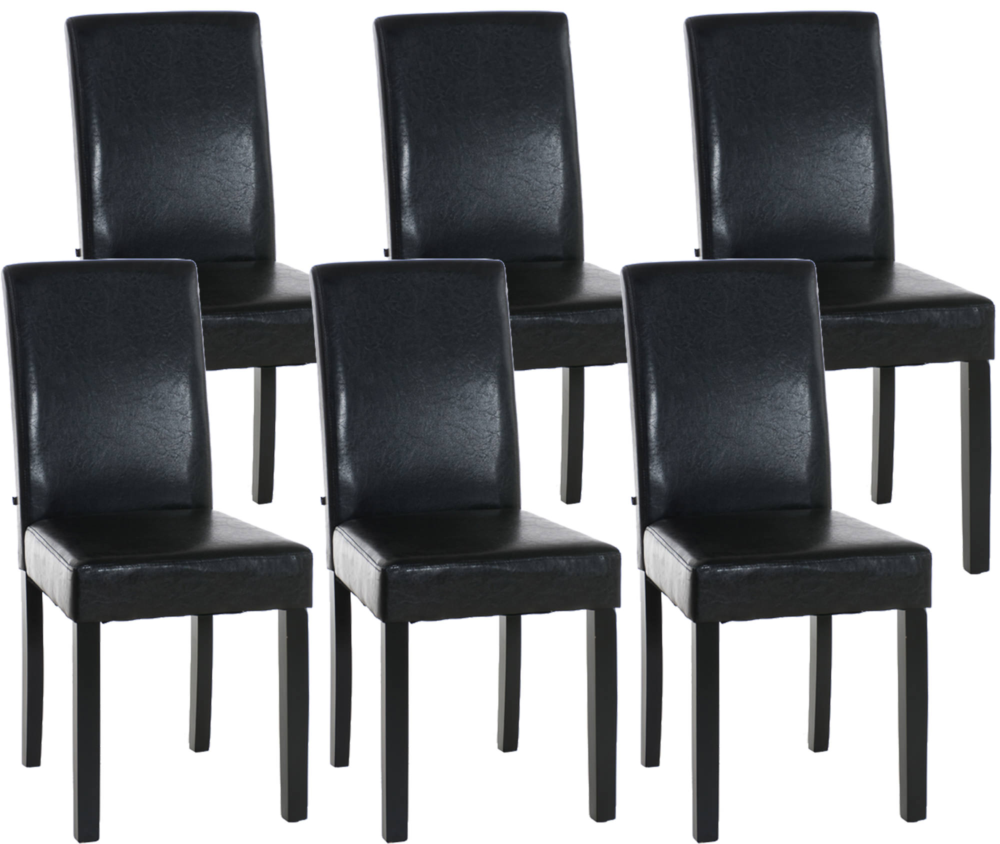 Lot de 6 Chaises de salle à manger Ina similicuir avec pieds en Bois