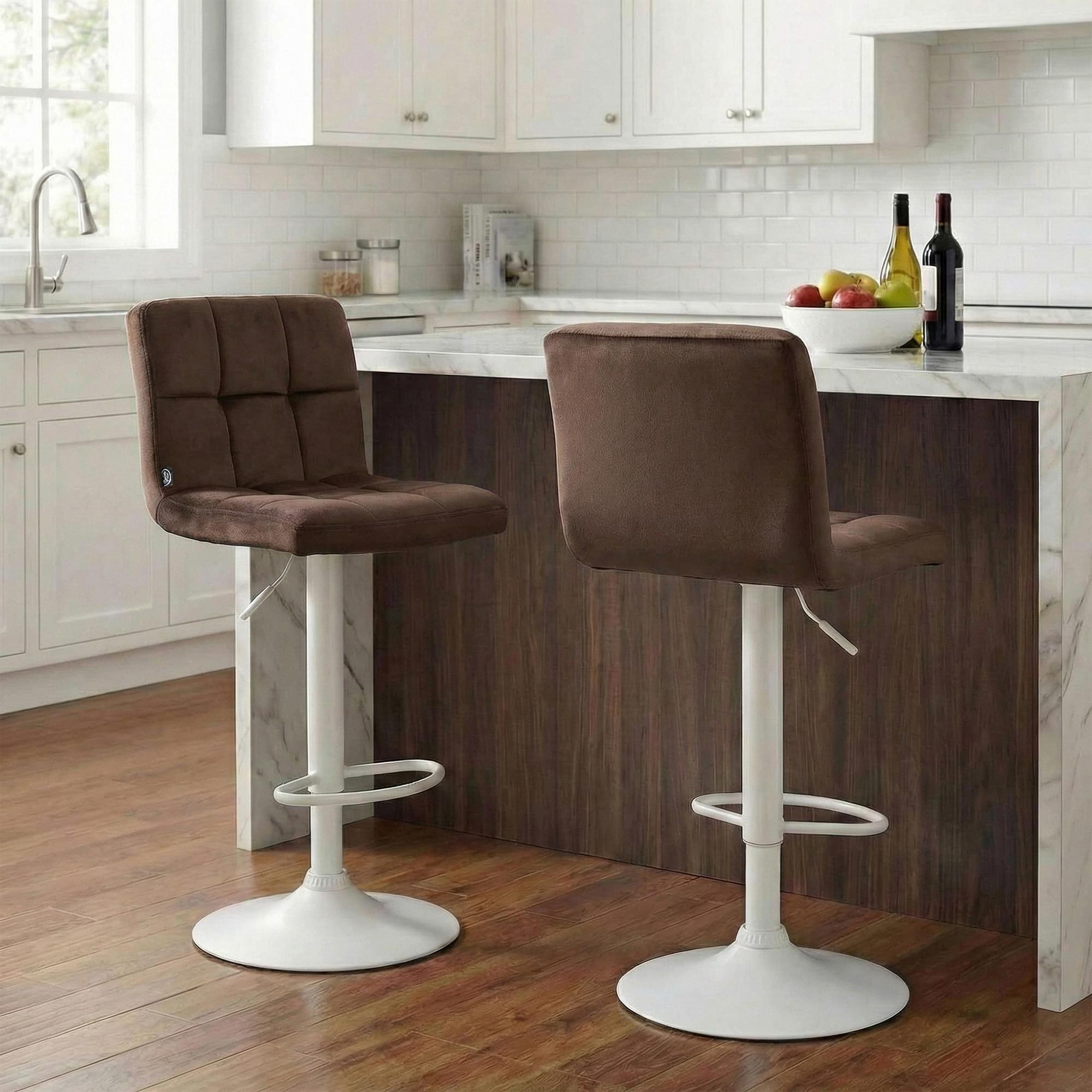 Lot de 2 tabourets de bar Peru velours