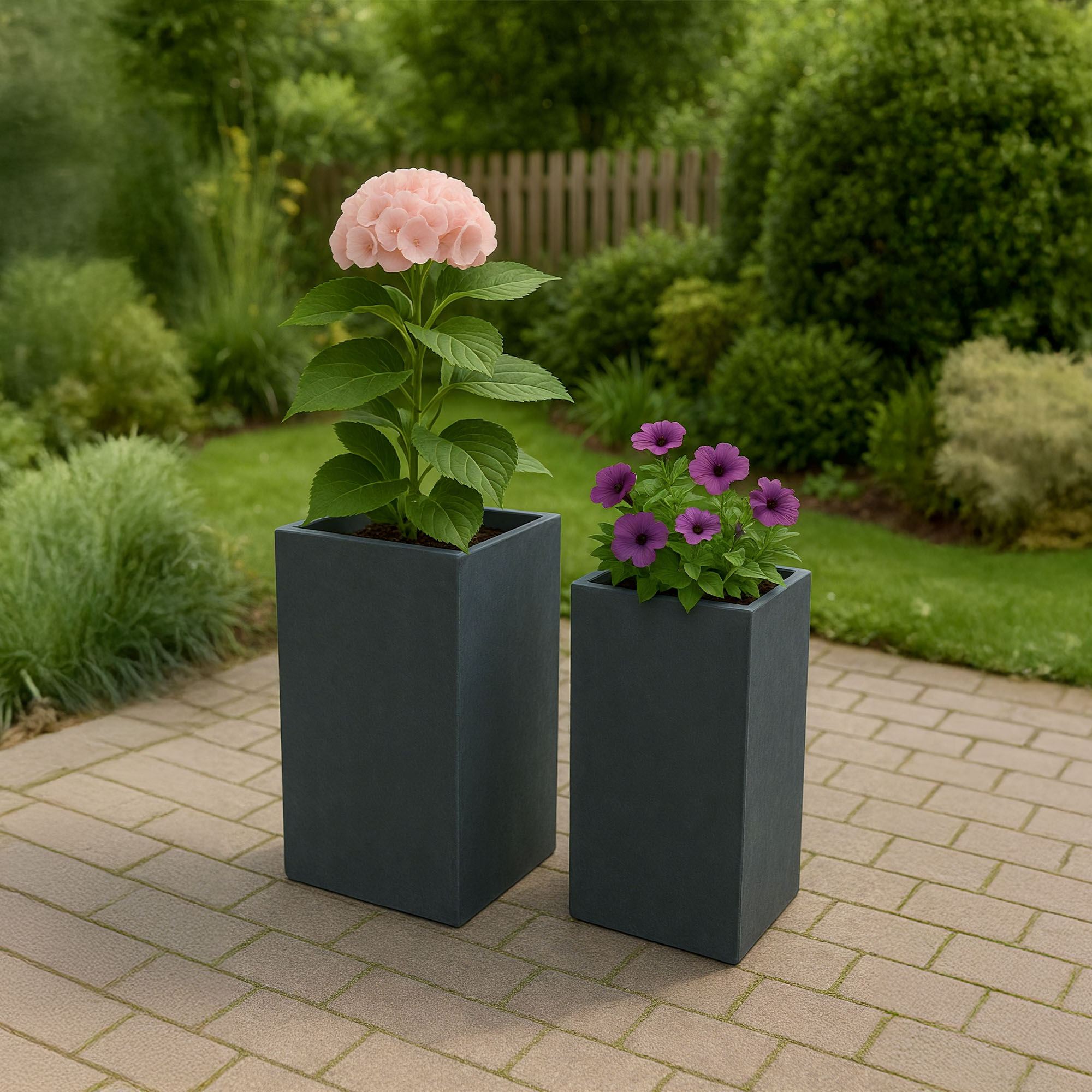 Set de 2 bacs à plantes carrés 3