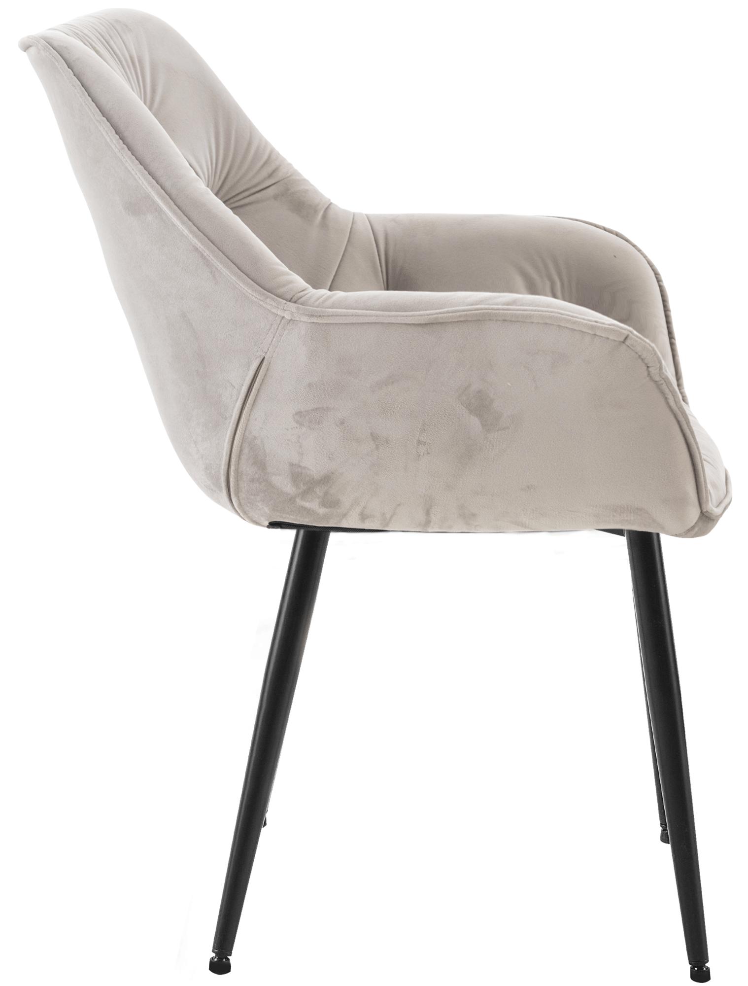 Lot de 4 Chaises de salle à manger Tanna en Velours Piètement en Métal noir