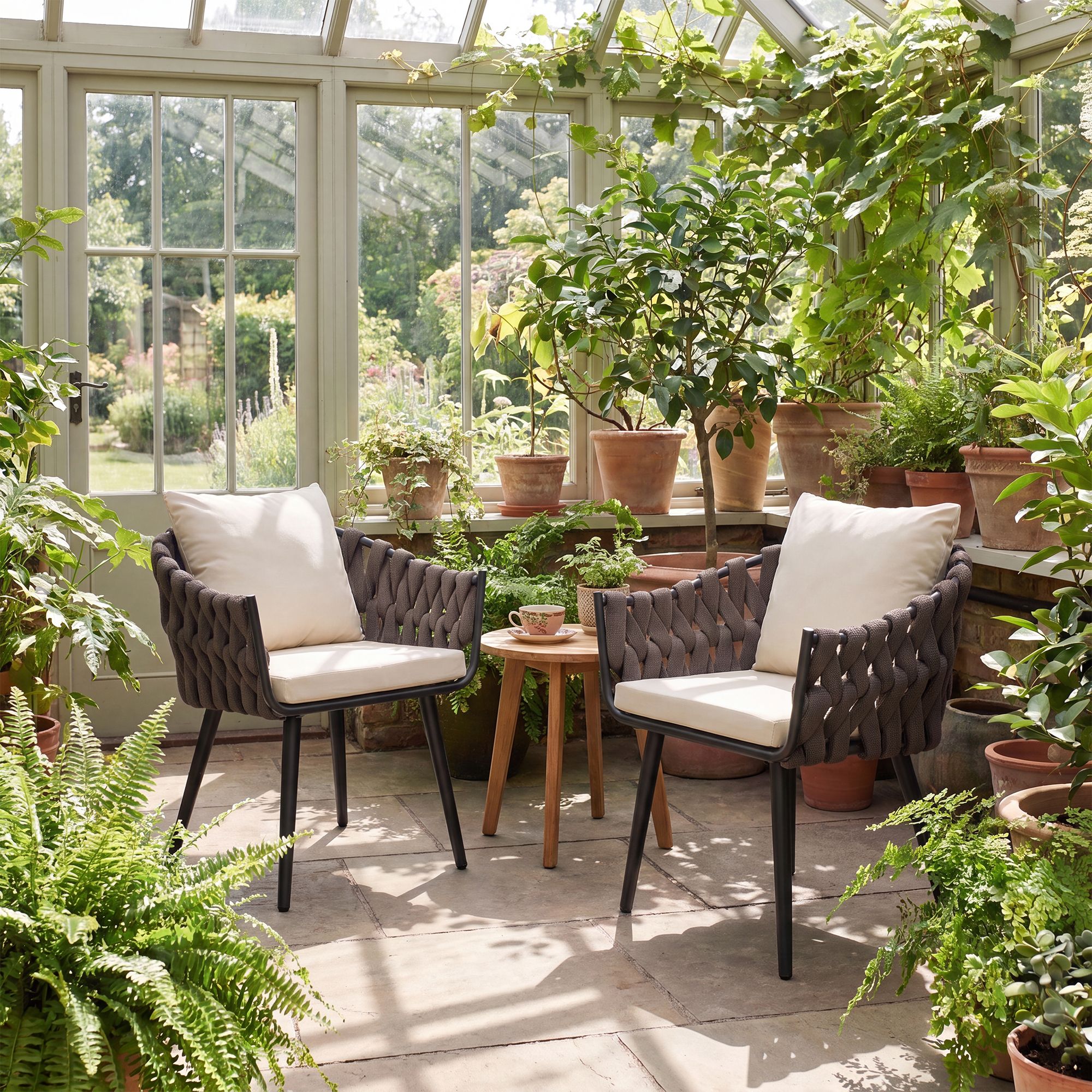 Fauteuil de jardin Naxos taupe avec coussin d'assise