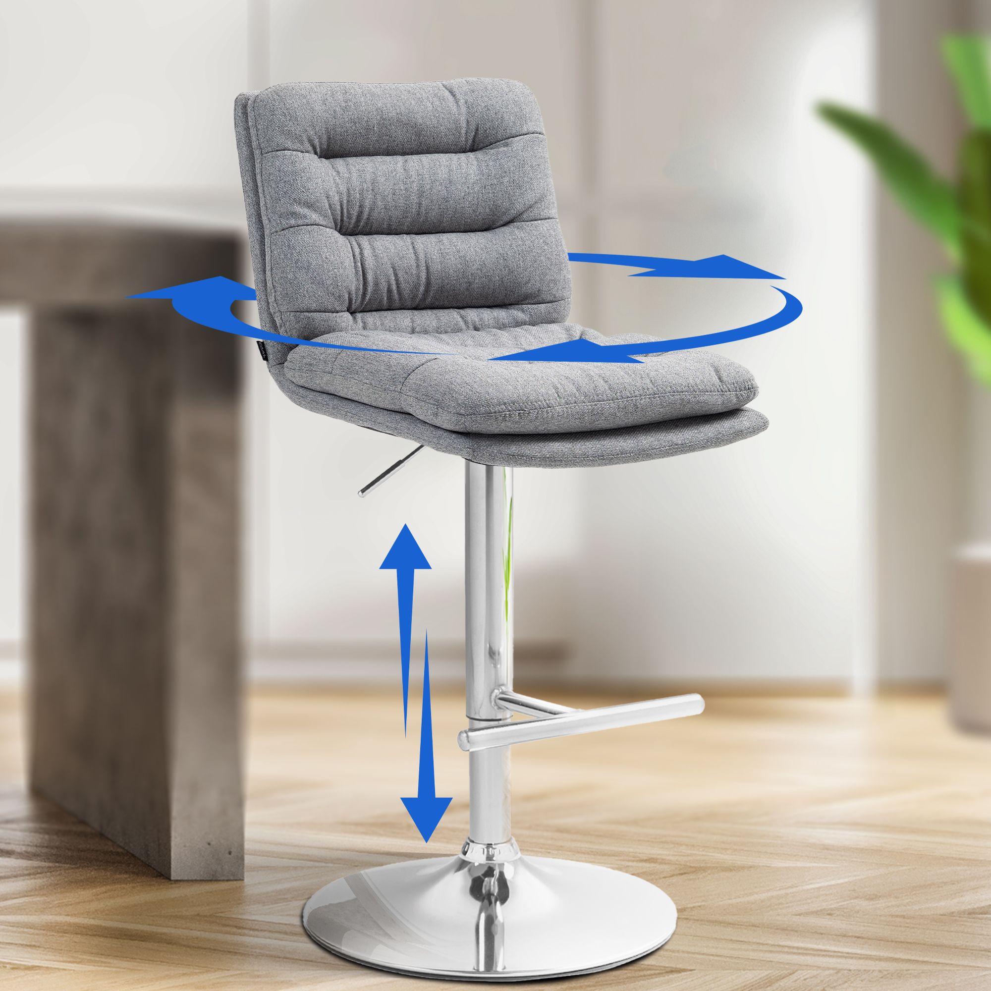 Lot de 2 tabourets de bar Damar tissu