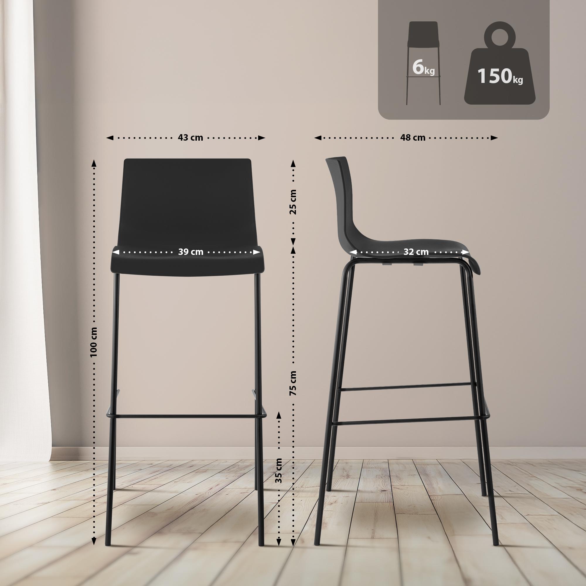 Lot de 2 tabourets de bar Hover en plastique