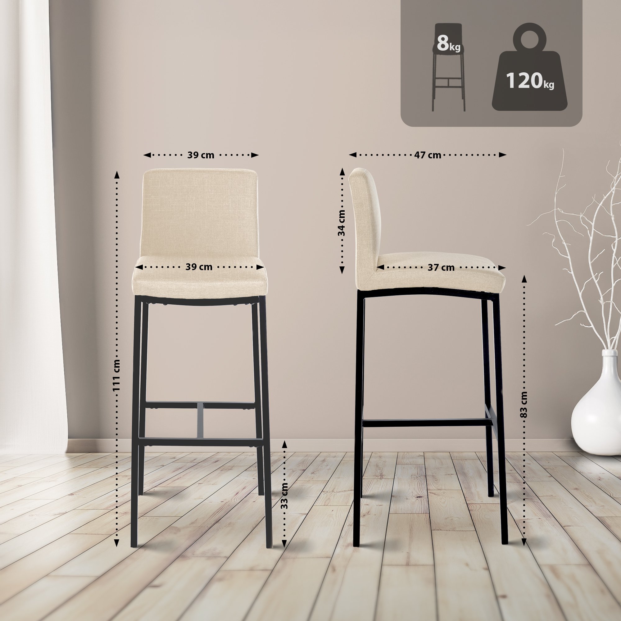 Lot de 2 Tabourets de bar Freeport