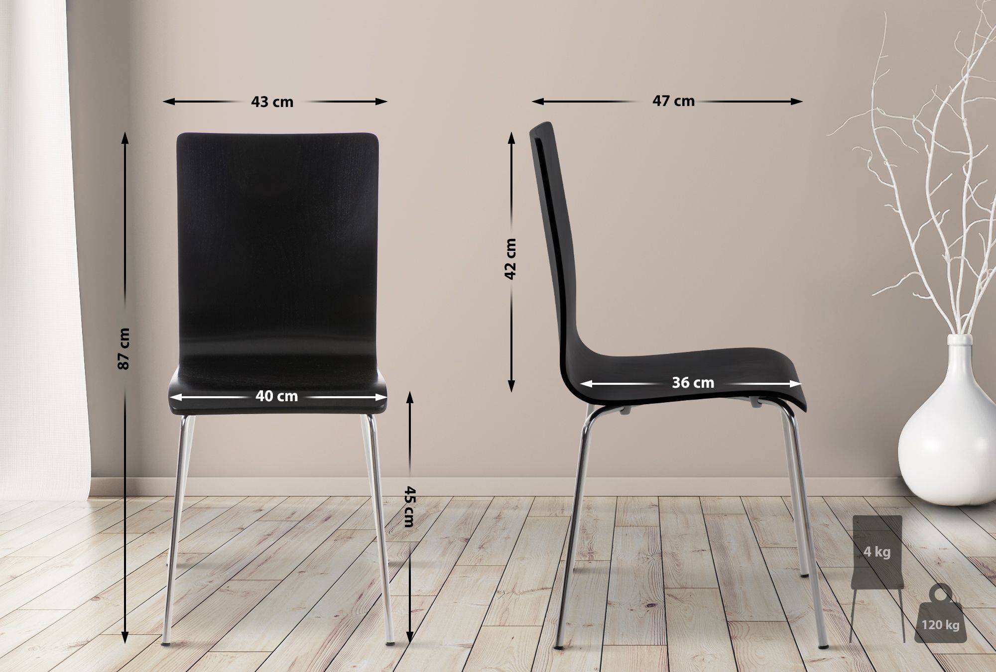 Lot de 16 chaises visiteur Pepe en bois