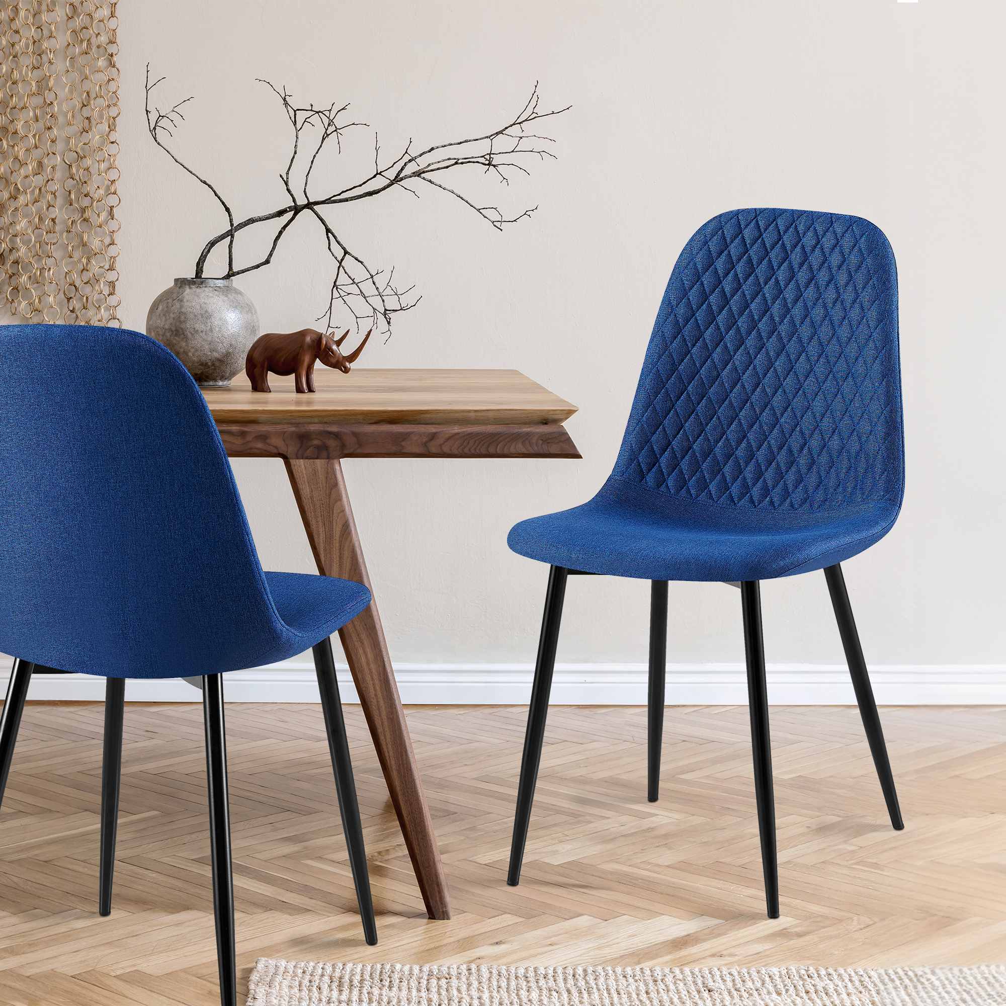 Lot de 4 Chaises de salle à manger Giverny avec Piètement en métal noir