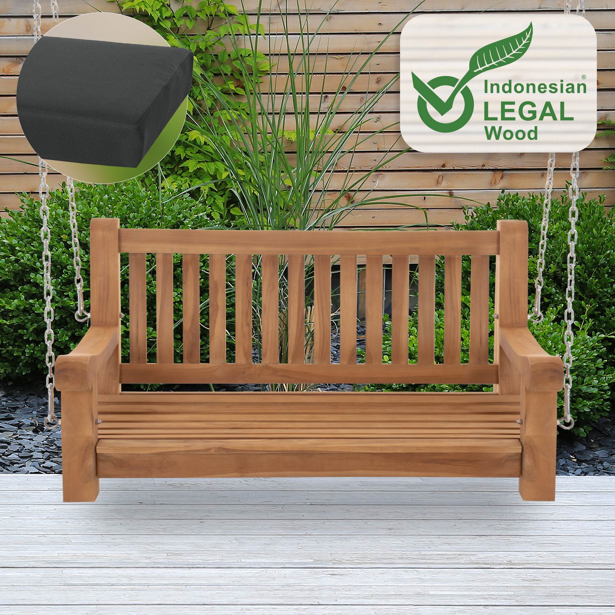 Banc à bascule résistant aux intempéries Joyce avec coussin de siège