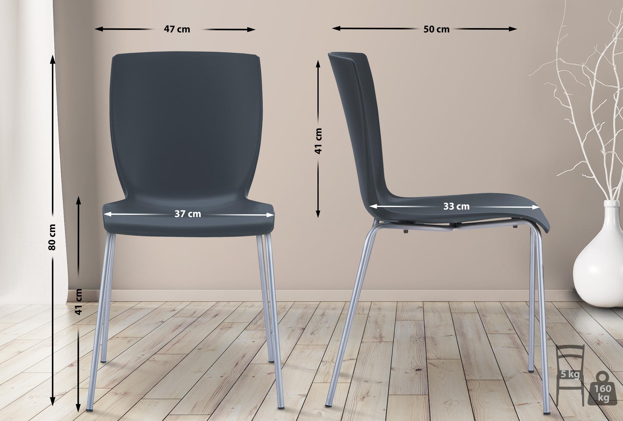 Lot de 2 chaises de jardin empilables Mio en plastique avec pieds en aluminium
