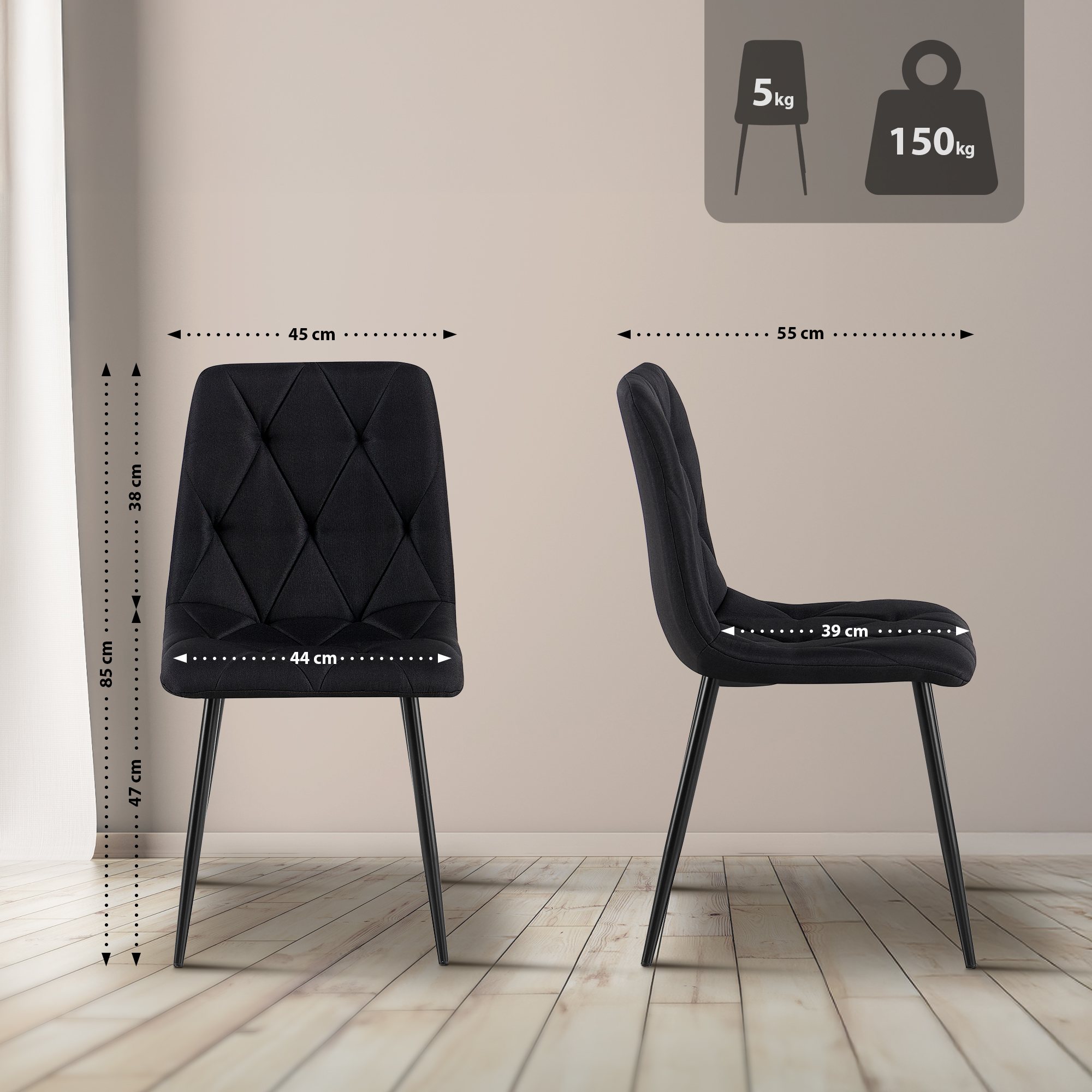 Lot de 2 chaises de salle à manger Clairton