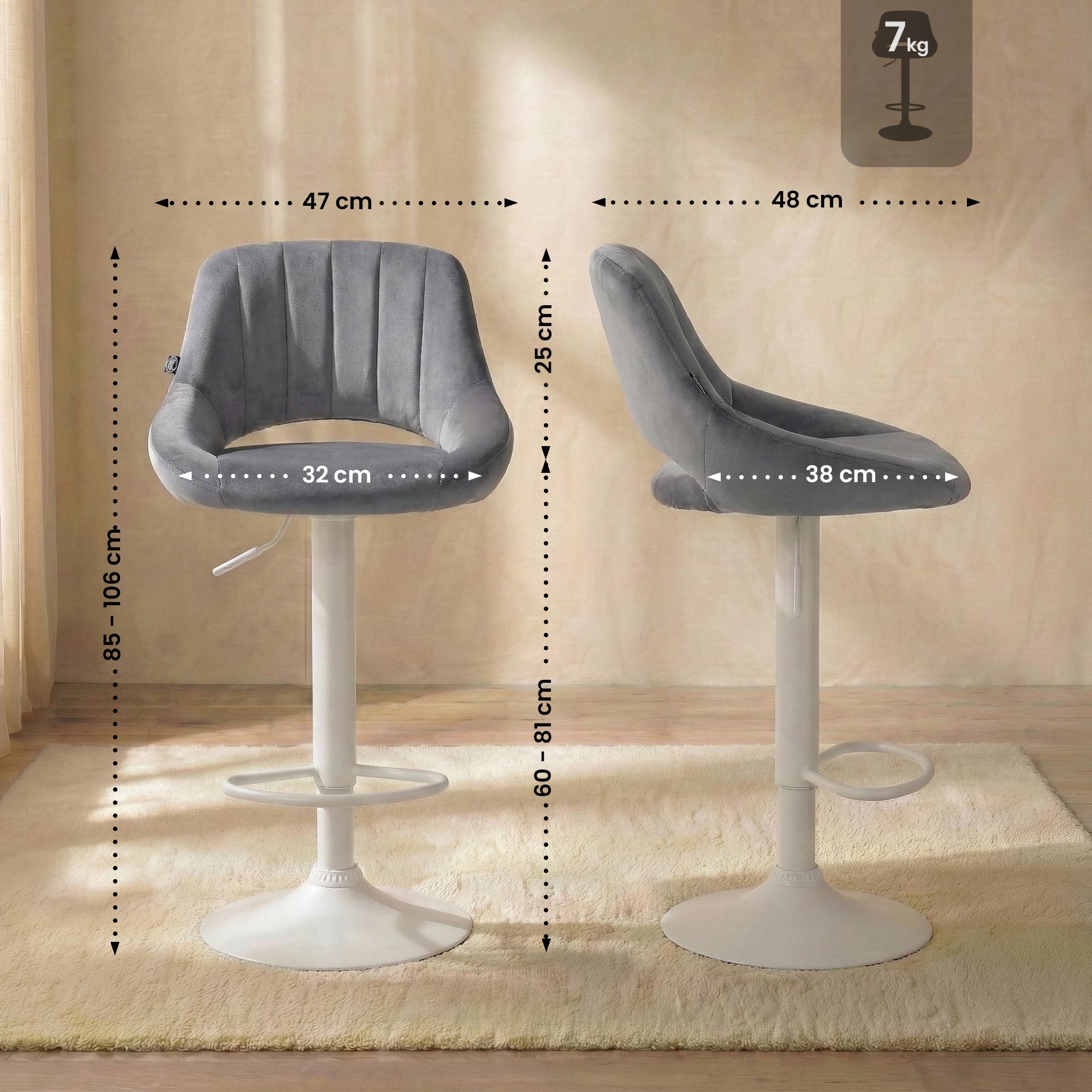 Lot de 2 tabourets de bar Milet en velours