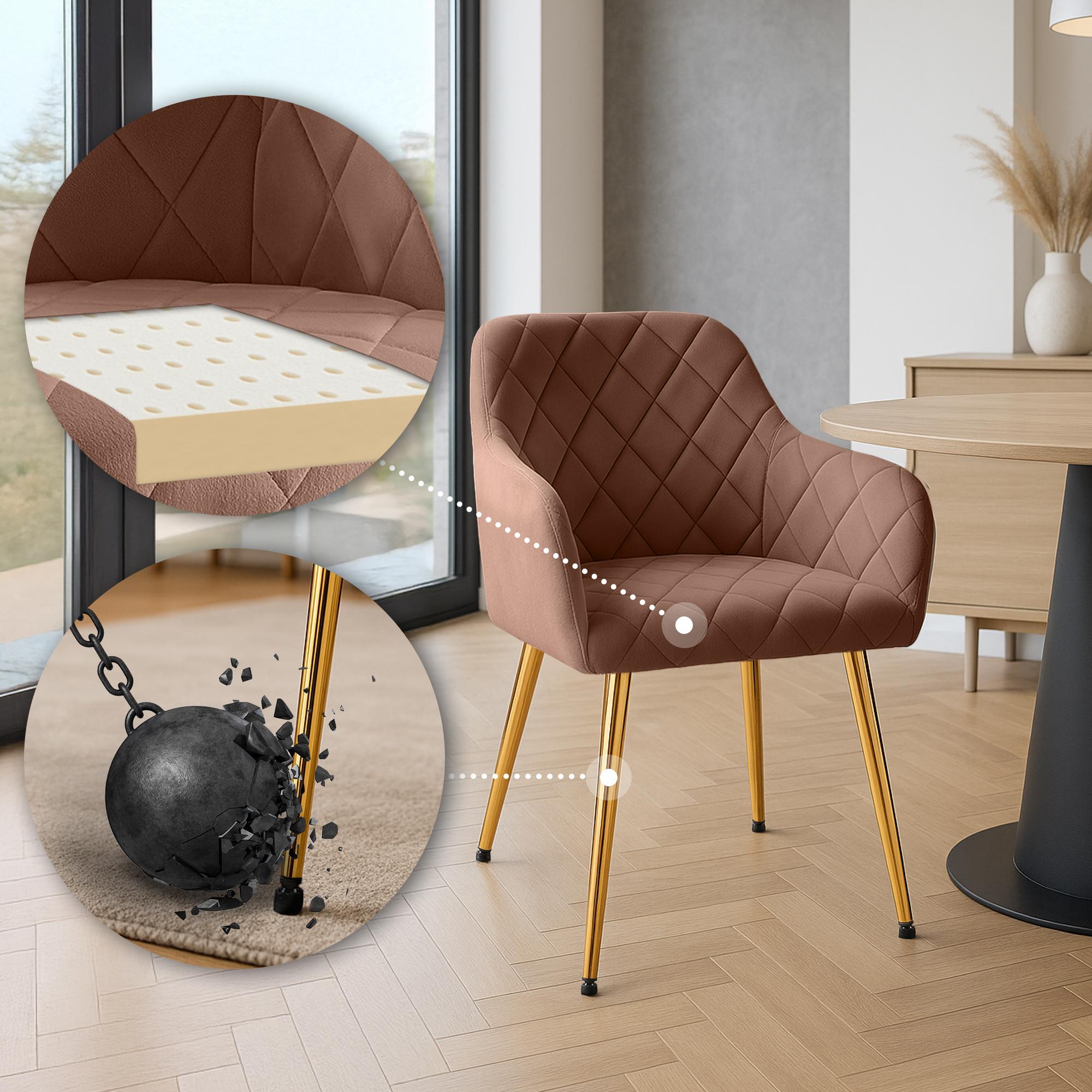 Lot de 2 chaises de salle à manger Monett velours