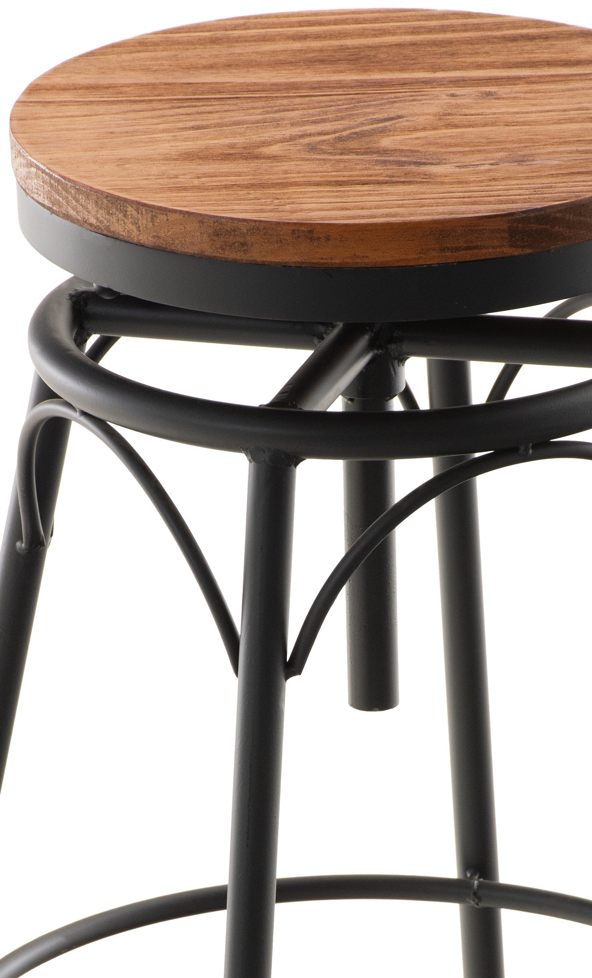 Lot de 2 tabourets de bar Beam avec assise en bois au style industriel