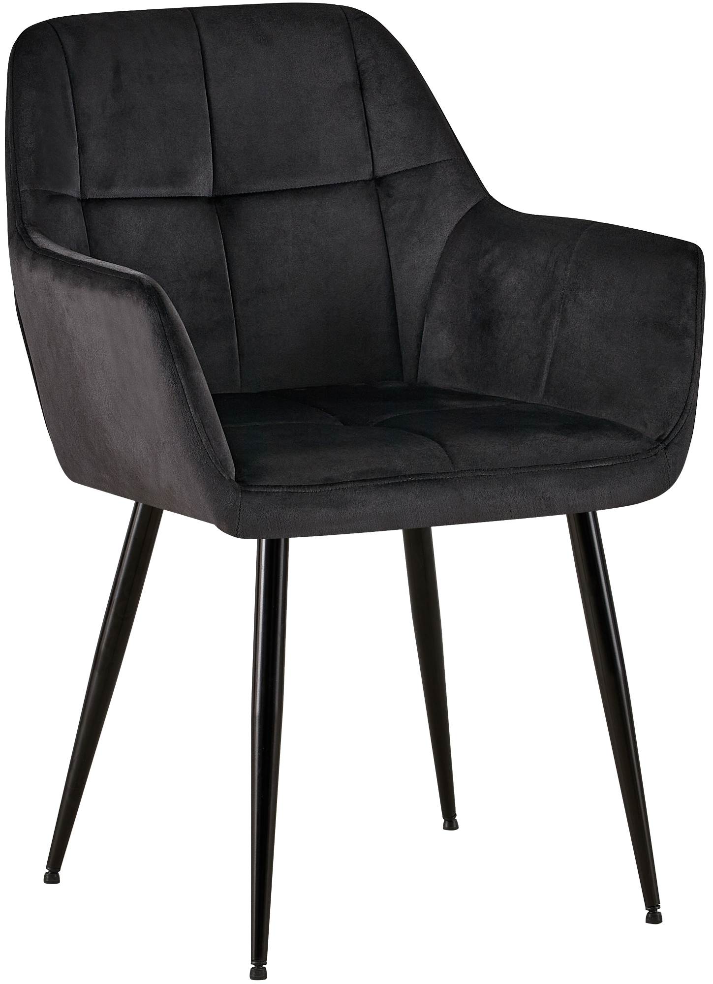 Chaise de salle à manger Emia en Velours avec Piètement en Métal noir