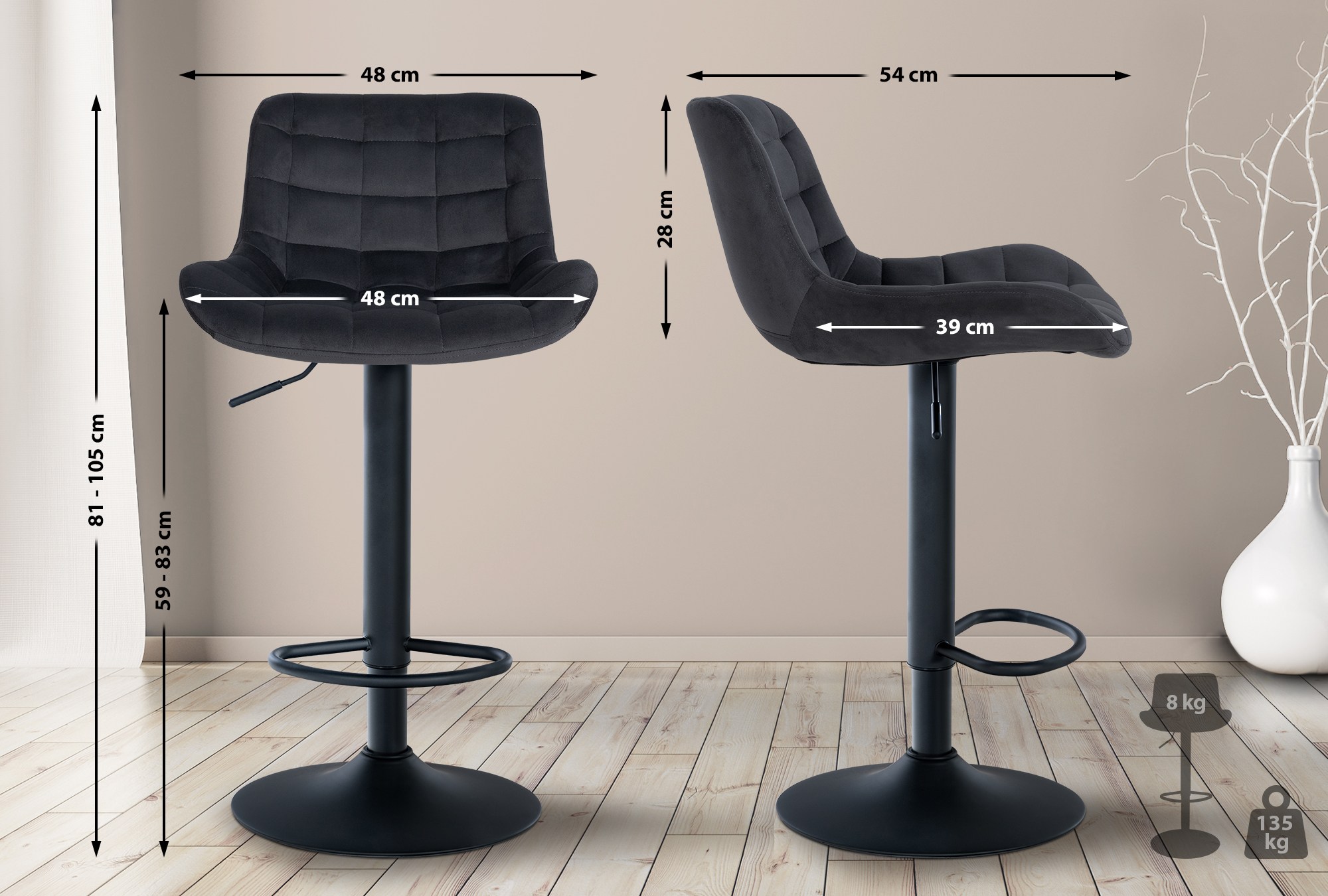 Lot de 2 tabourets de bar Tover
