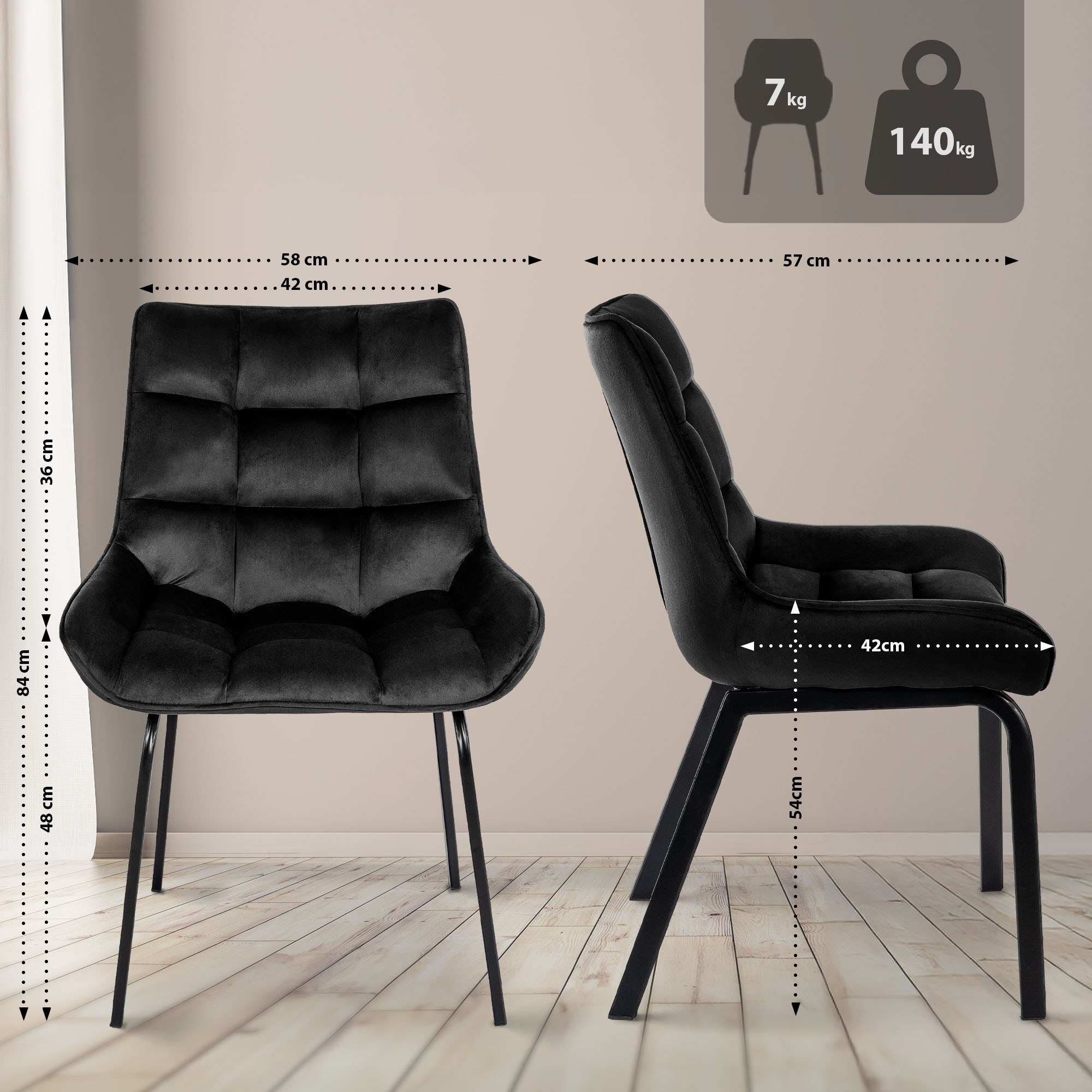 Lot de 2 chaises de salle à manger Saranda