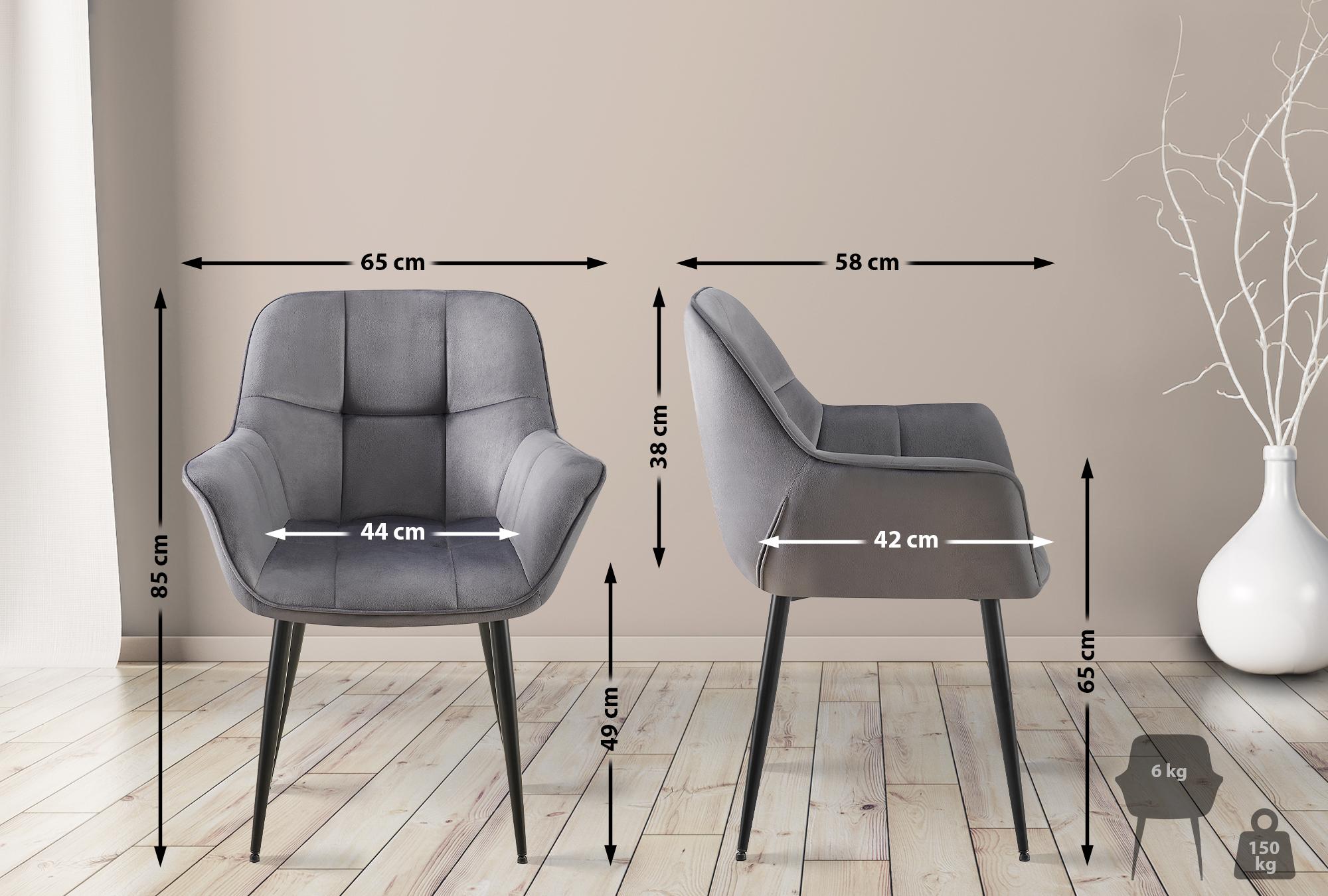 Lot de 2 chaises de salle à manger Roseville velours