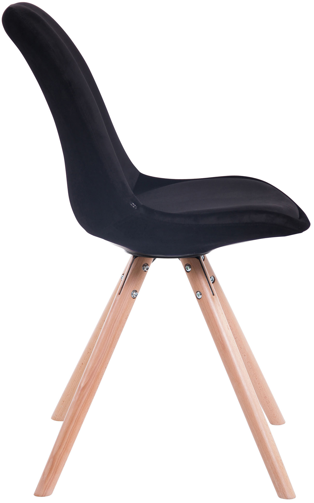 Lot de 4 Chaises de salle à manger Toulouse Velours Pieds ronds bois