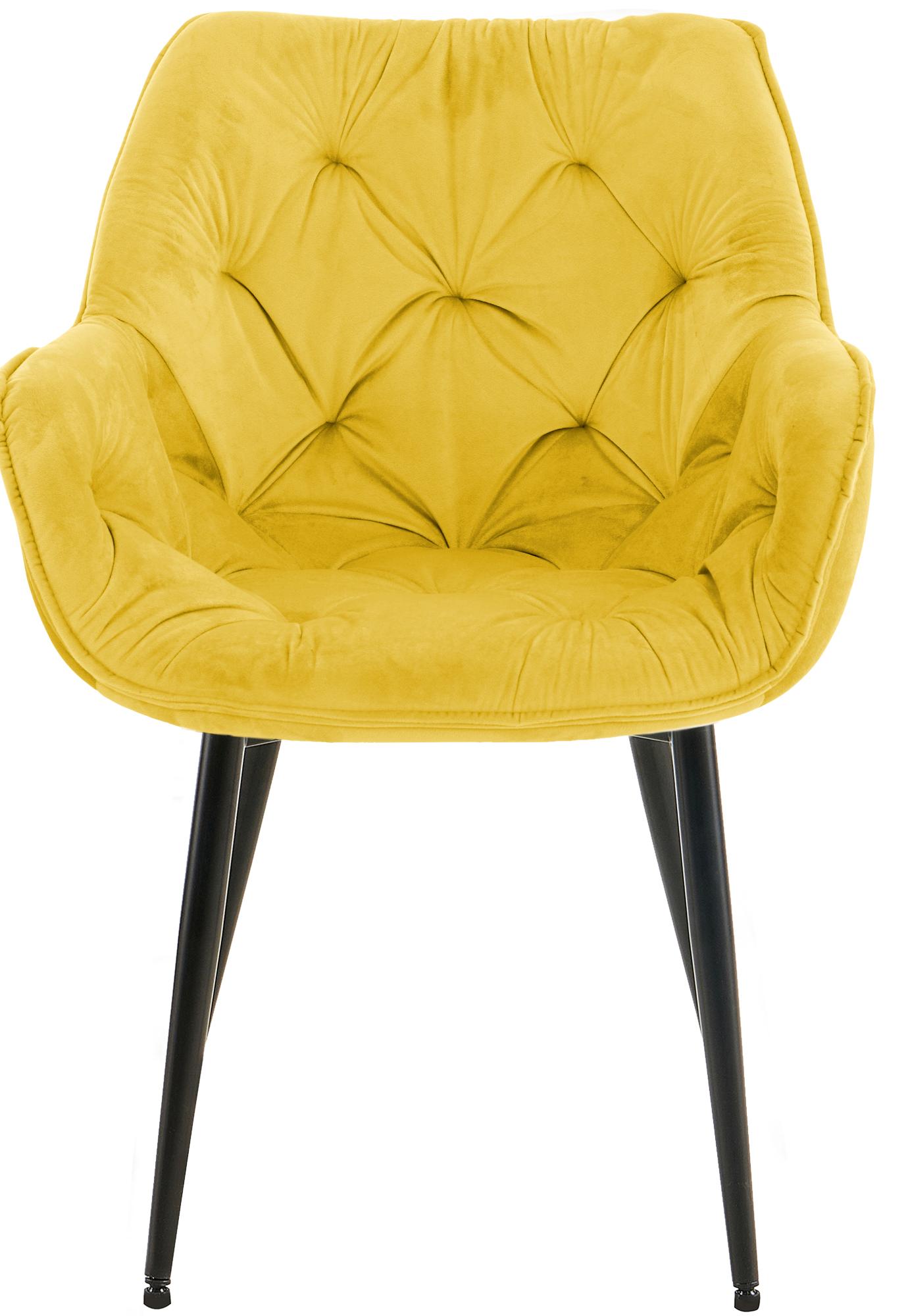 Chaise de salle à manger Tanna en Velours avec Piètement en Métal noir