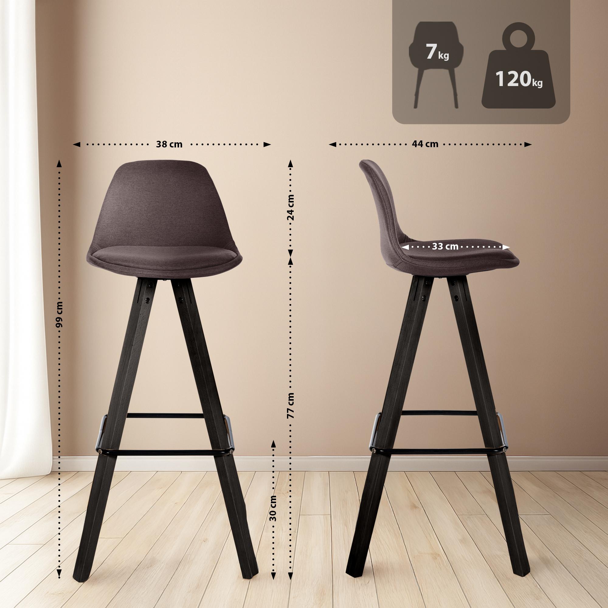 Lot de 2 tabourets de bar Corbin en tissu carré