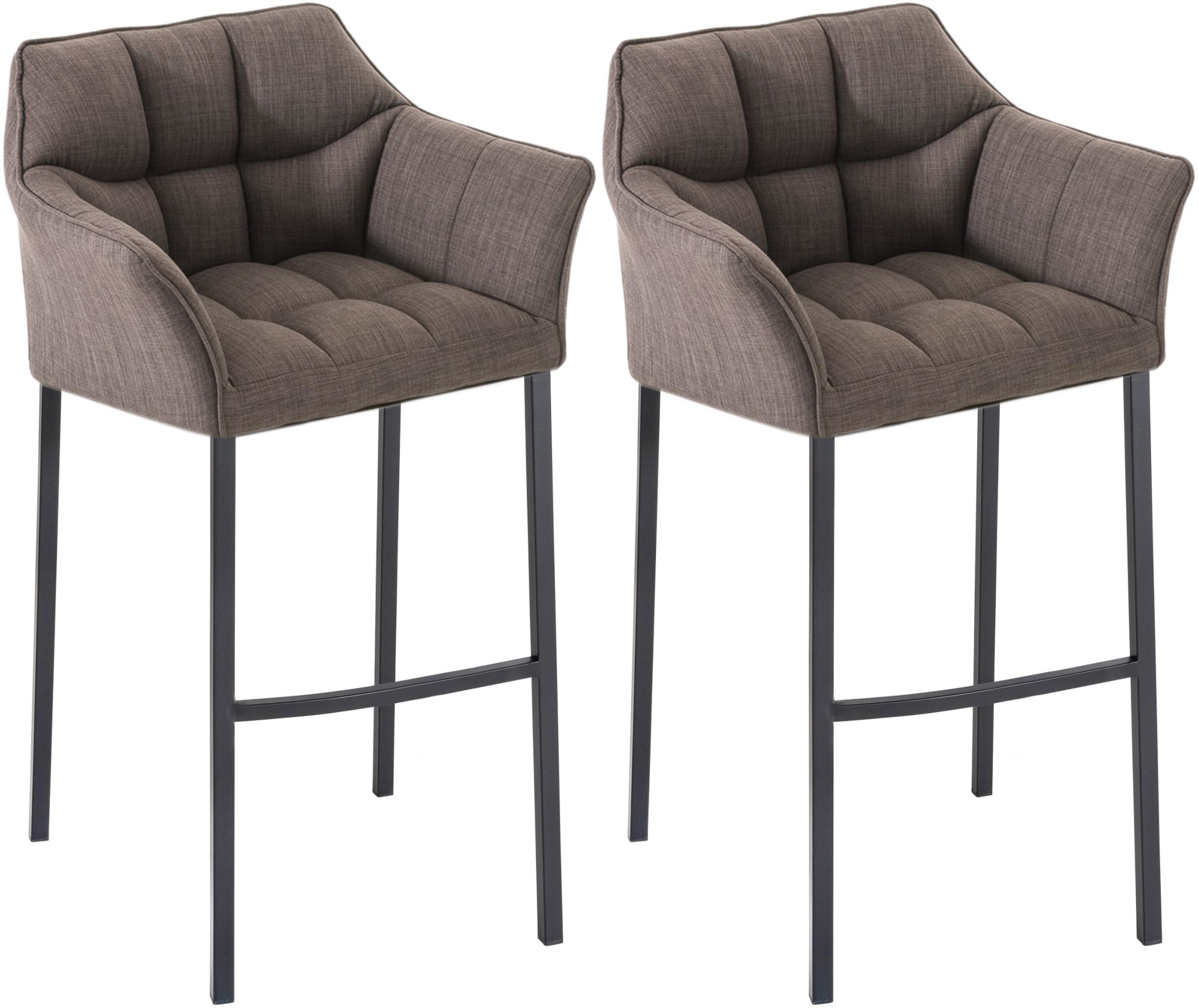 Lot de 2 tabourets de bar Damaso en tissu avec piètement à quatre pieds