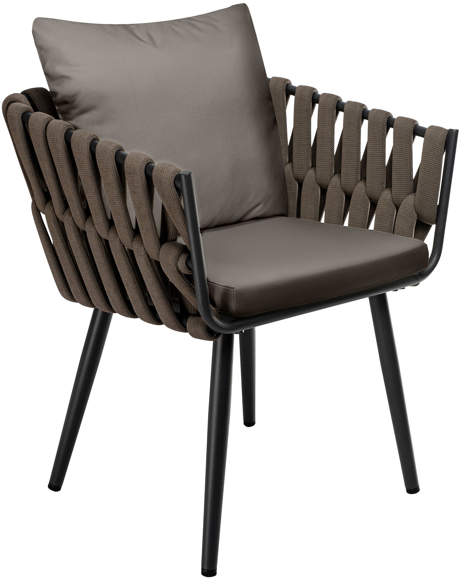 Chaise de jardin Lombardia taupe avec coussin d'assise