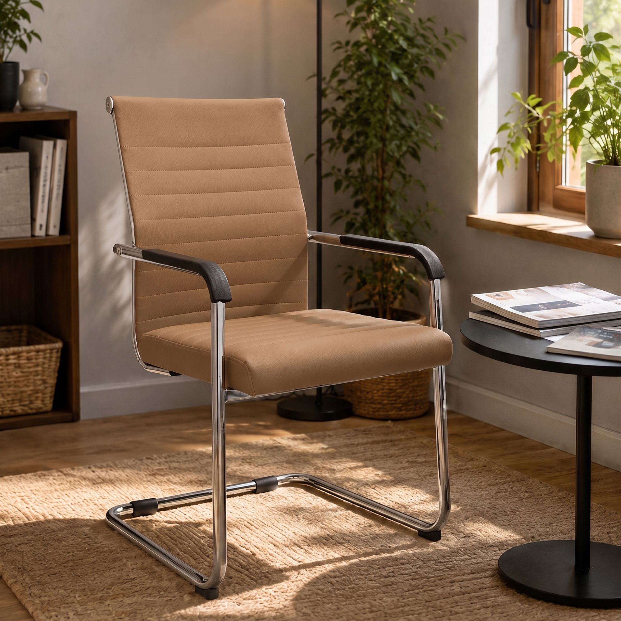 Lot de 2 chaises cantilever Hakon, aspect cuir