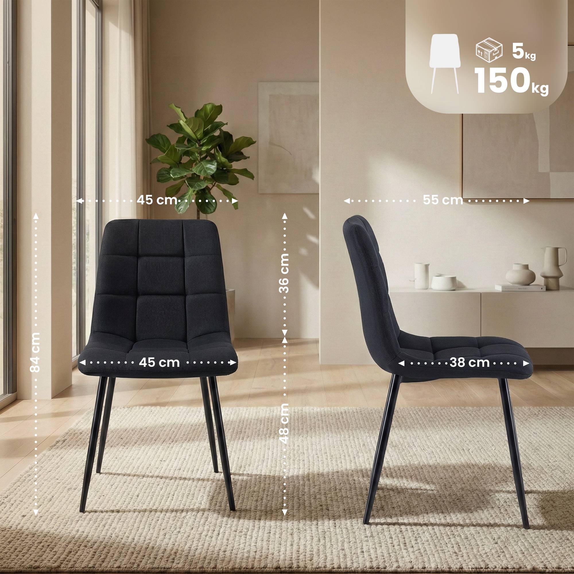 Chaise de salle a manger Antibes en tissu