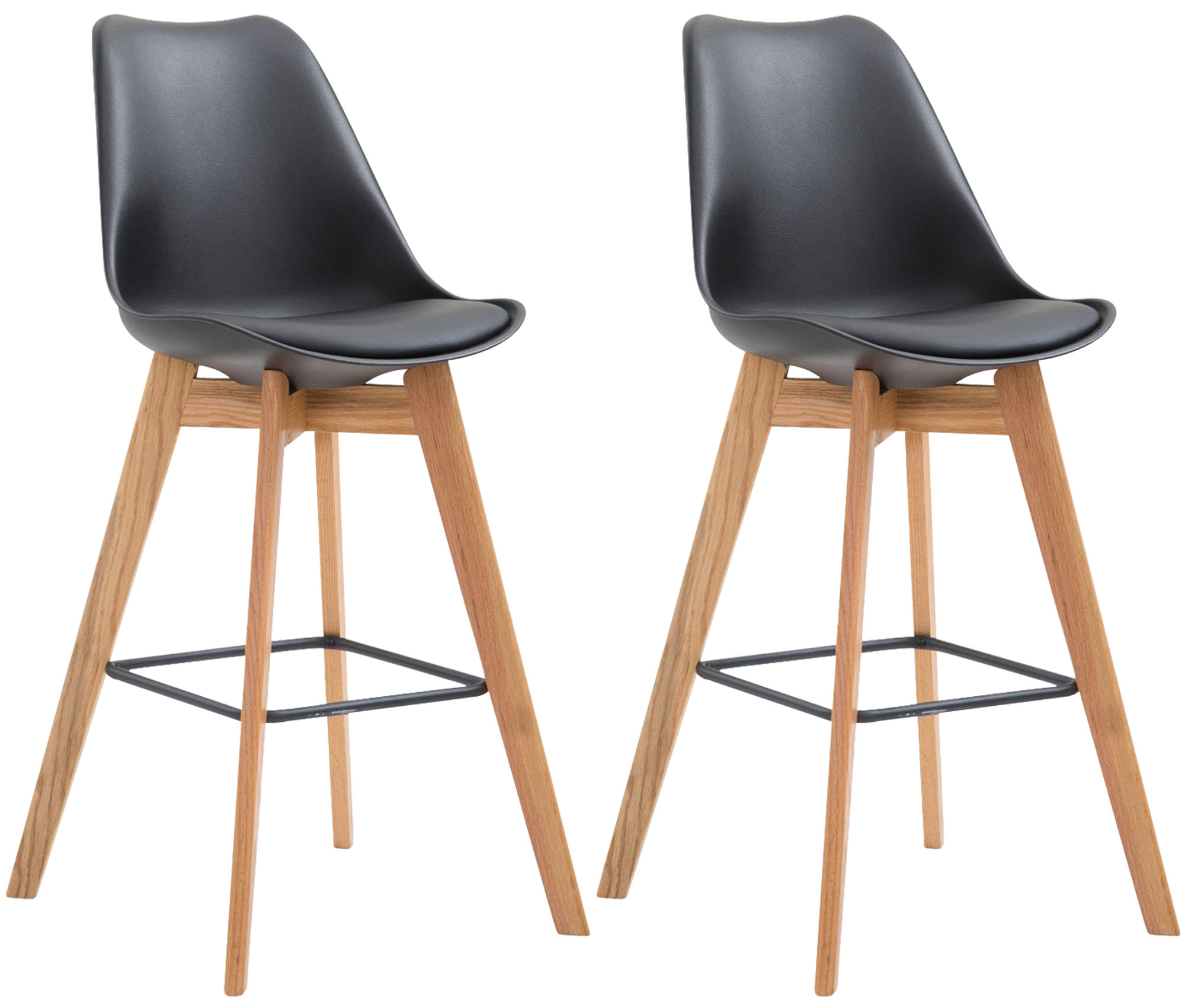 Lot de 2 tabourets de bar Metz avec assise en plastique
