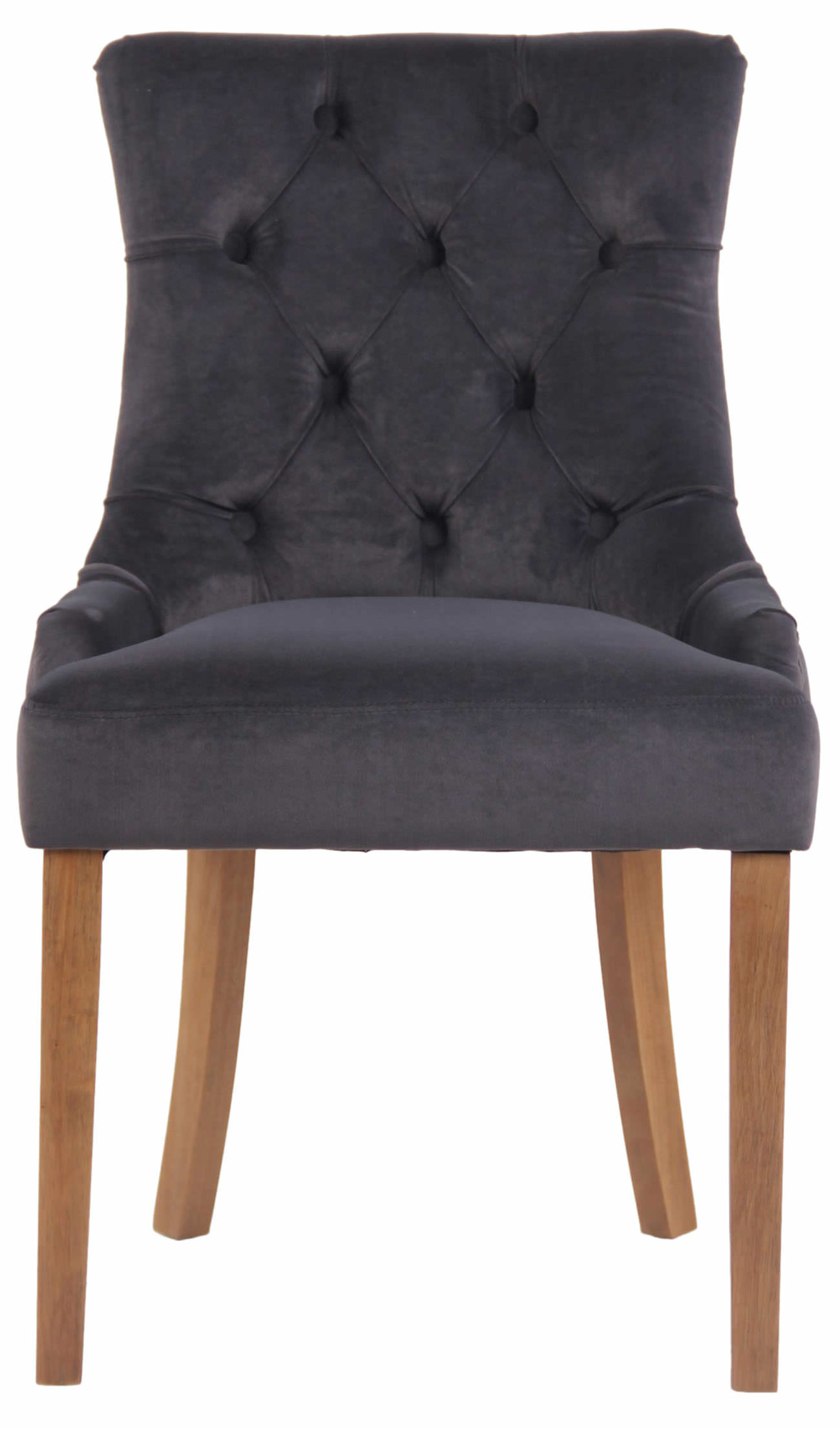 Lot de 4 Chaises de salle à manger Aberdeen en Velours Piètement en bois d'hévéa